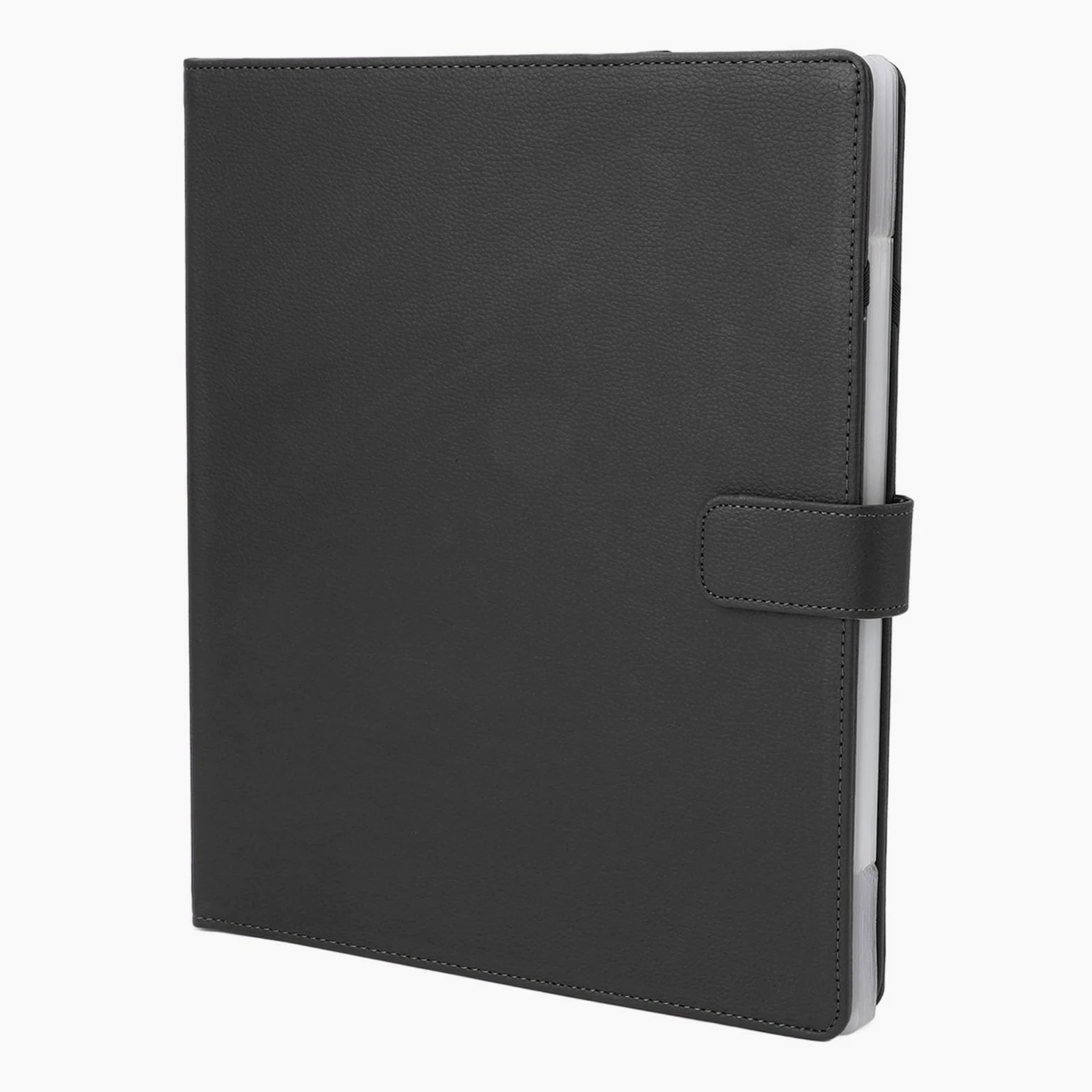 Fafeicy Teczka na Nuty, 3-pierścieniowy Segregator A4 ze Skóry PU z Numerami Stron dla Orkiestry i Chóru (BLACK)