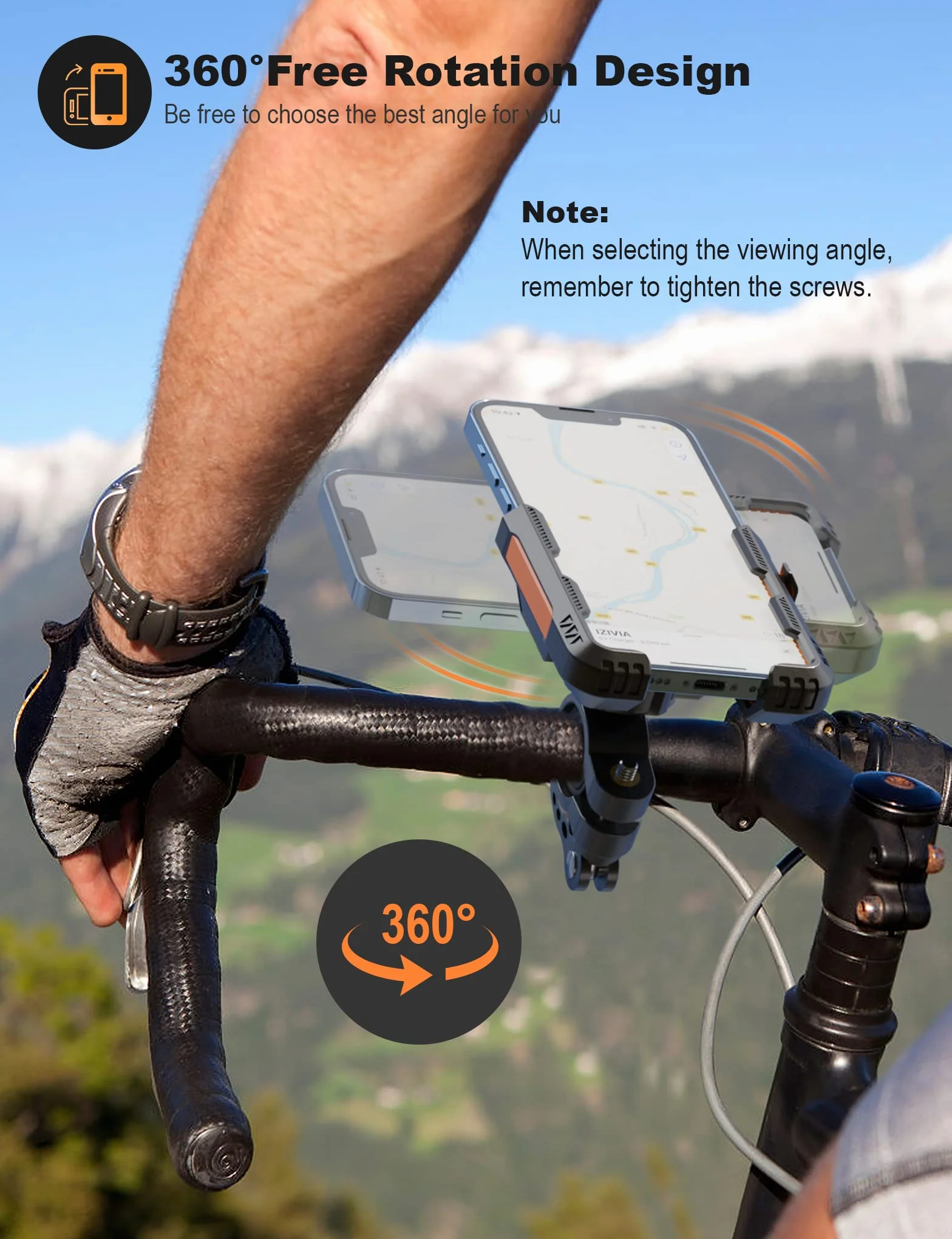Grefay Uchwyt na Telefon Rowerowy (Szybki Demontaż 1S) uchwyt na Telefon Motocyklowy z 2 Portami z Obrotem 360 na Zewnątrz Uchwyt na Telefon na Kierownicę do Scooter do Smartfona 4.0-7.0