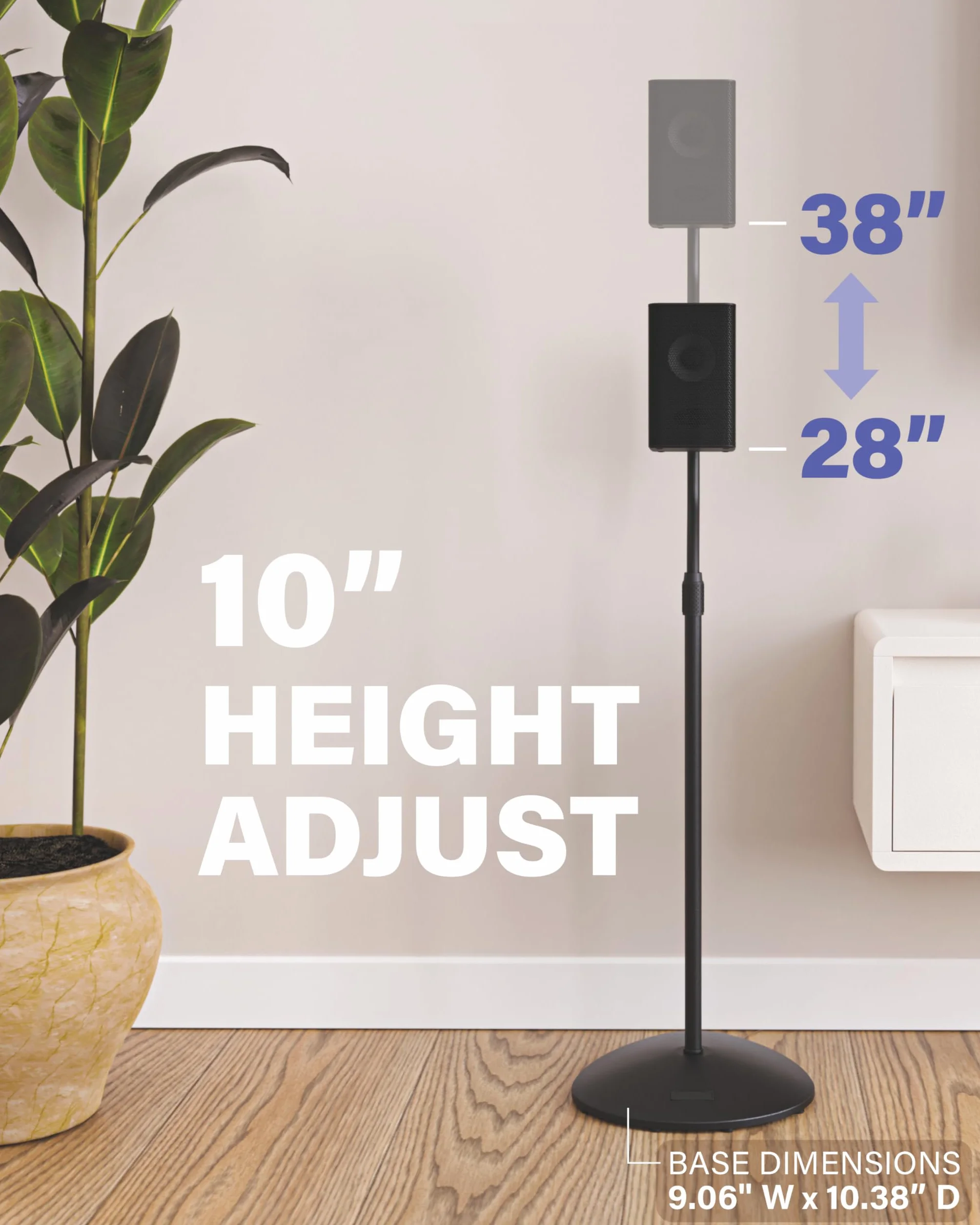 Sanus Stojak głośnikowy o regulowanej wysokości – rozciąga się od 71 cm do 96,5 cm – mieści głośniki satelitarne i małe (Bose, Harmon Kardon, Polk, JBL, KEF, Klipsch, Sony i inne) – zestaw 2 szt. –