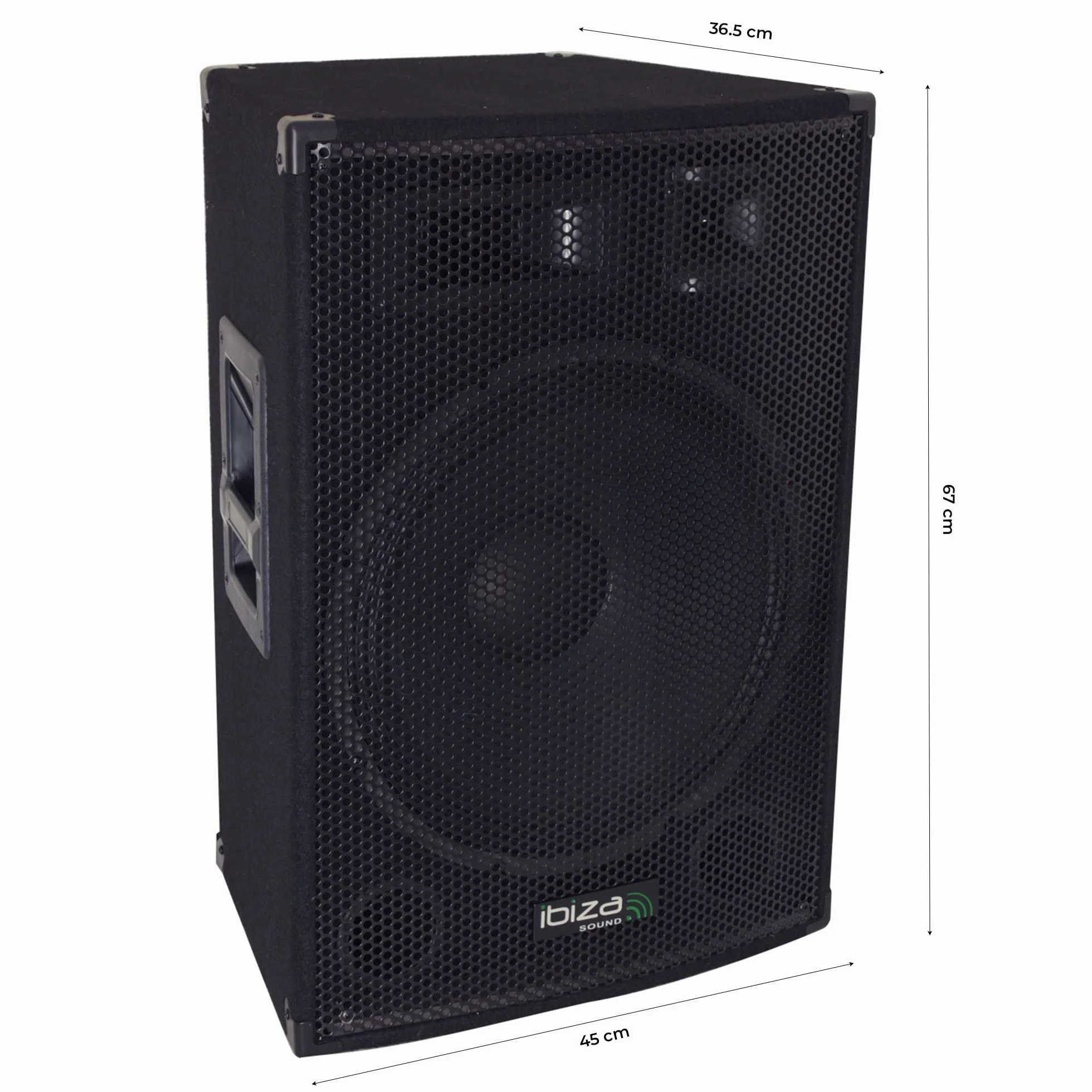 Ibiza - DISCO15B - 3-drożny pasywny głośnik trapezowy z przetwornikiem basowym 15"/38cm - 700W - Czarny