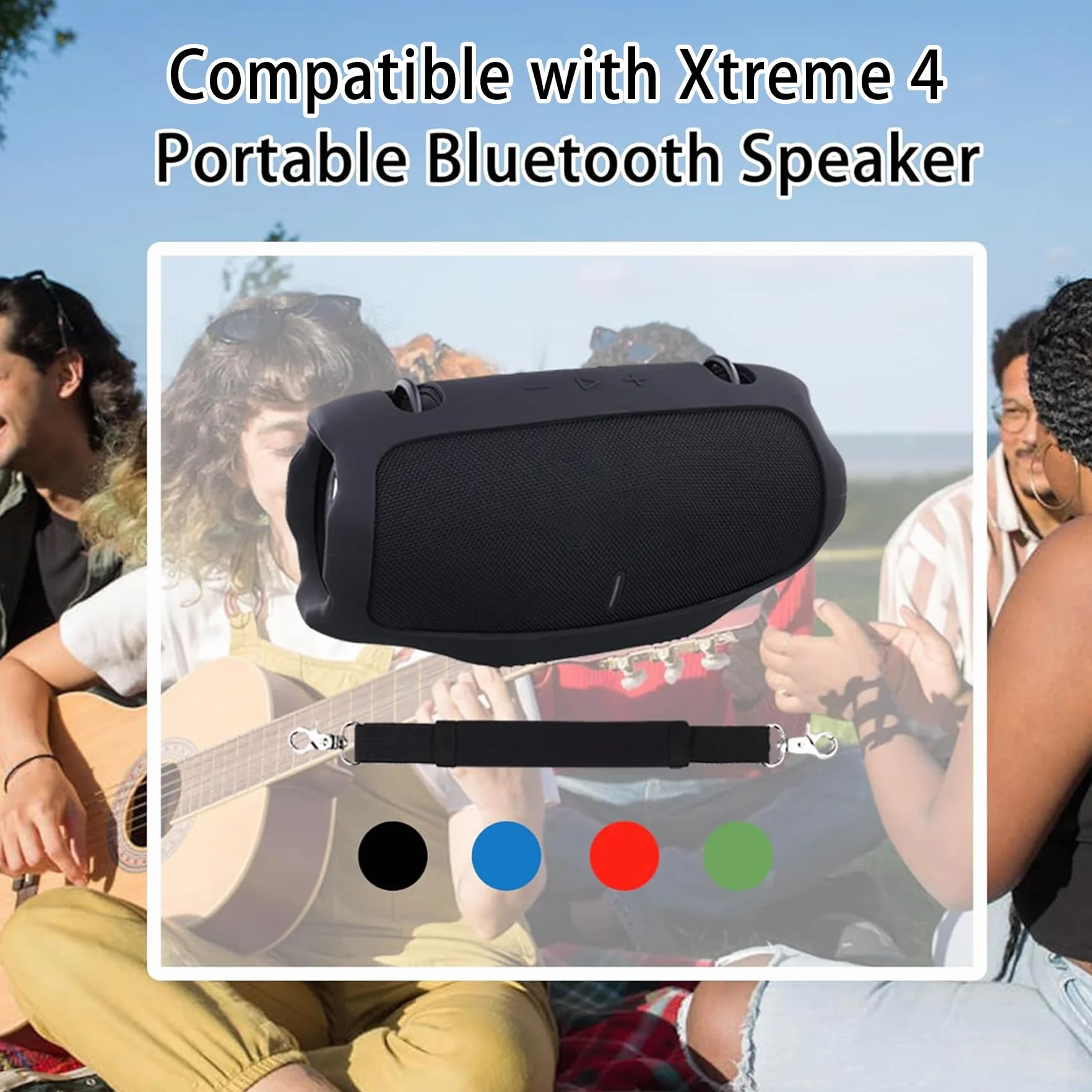 co2CREA Etui do przenoszenia, silikonowe etui kompatybilne z JBL Xtreme 4, przenośny głośnik Bluetooth, ultralekki, silikonowy pokrowiec ochronny z uchwytem głośnikowym (głośnik nie wchodzi w zakres