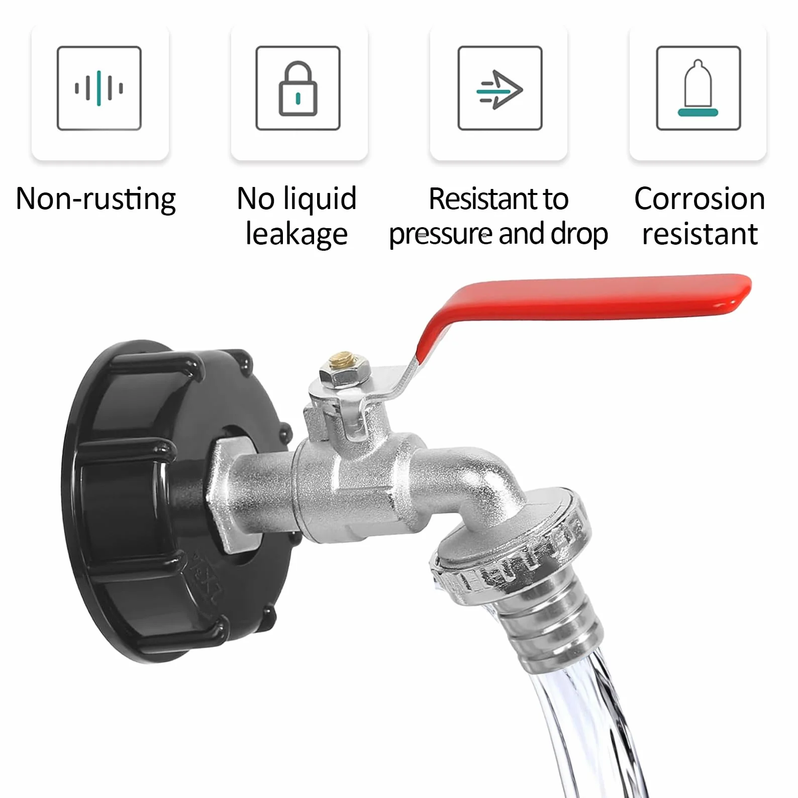 IBC zawór odpływowy 1/2" do zbiornika na deszczówkę 1000 l, akcesoria do zbiornika na wodę 3/4", z adapterem węża ogrodowego, akcesoria do zbiornika IBC, adapter do przyłącza