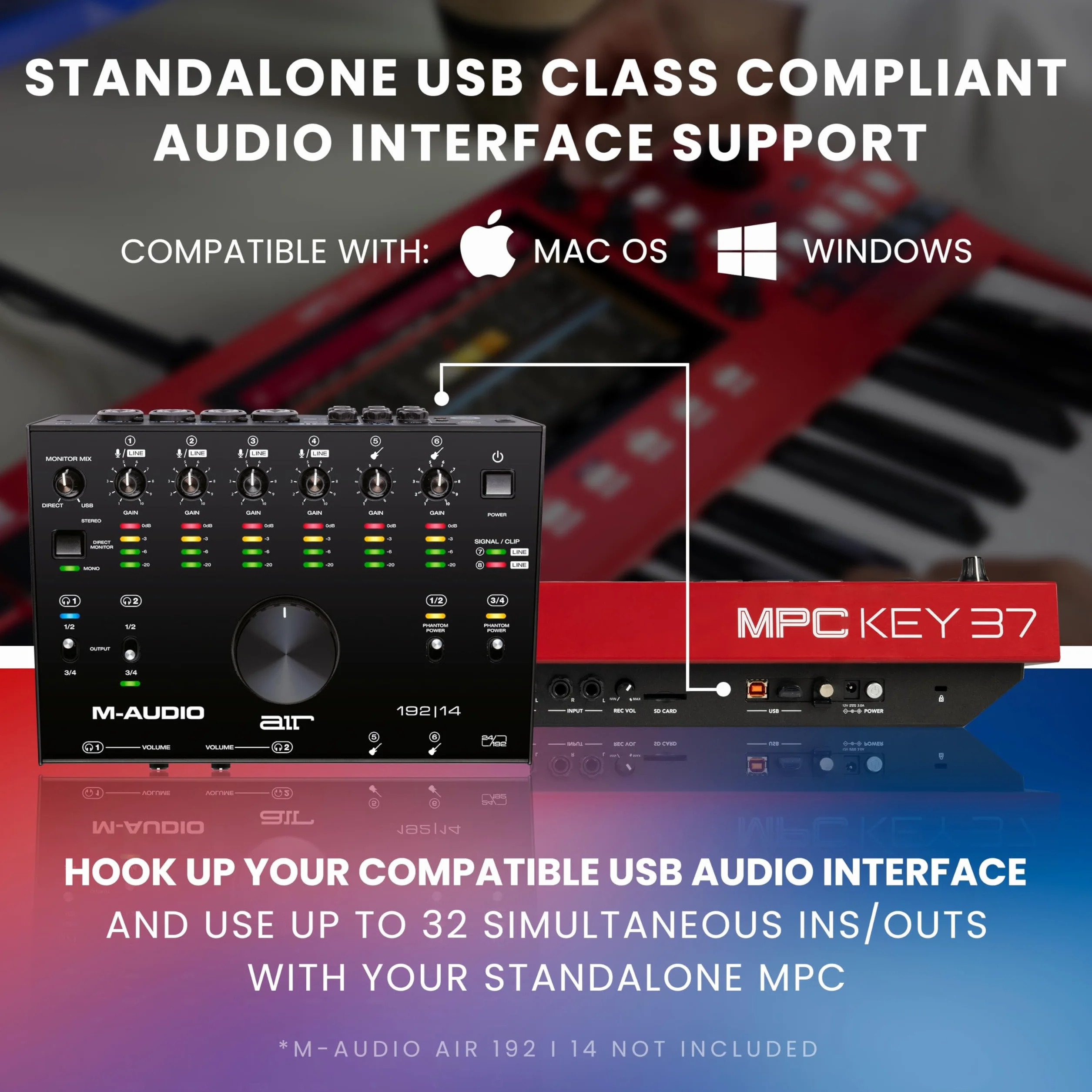 Akai Professional MPC Key 37 Samodzielny syntezator produkcyjny, automat perkusyjny, klawiatura MIDI, z Wi-Fi, Bluetooth, ekranem dotykowym, wtyczkami i integracją Native Instruments