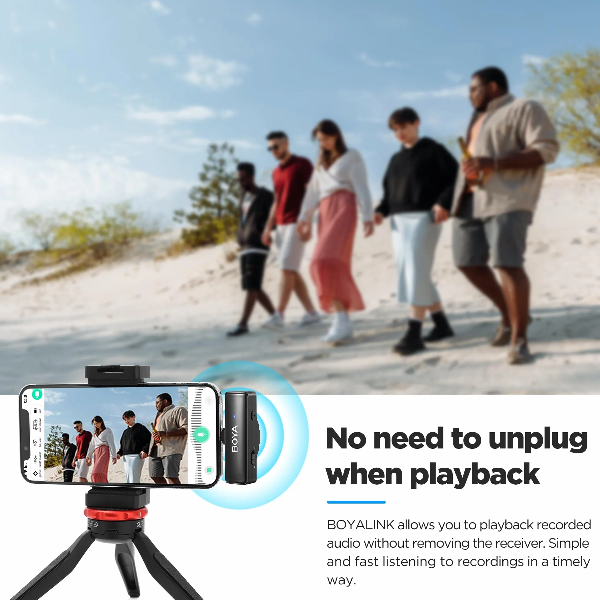 Boya BOYALINK Bezprzewodowy, dwukanałowy system mikrofonu wtykowego Lavalier, 2,4 GHz do smartfonów, lustrzanek cyfrowych, kamkorderów, tabletów, do filmów YouTube, vlogów, podcastów, Facebook, Tiktok