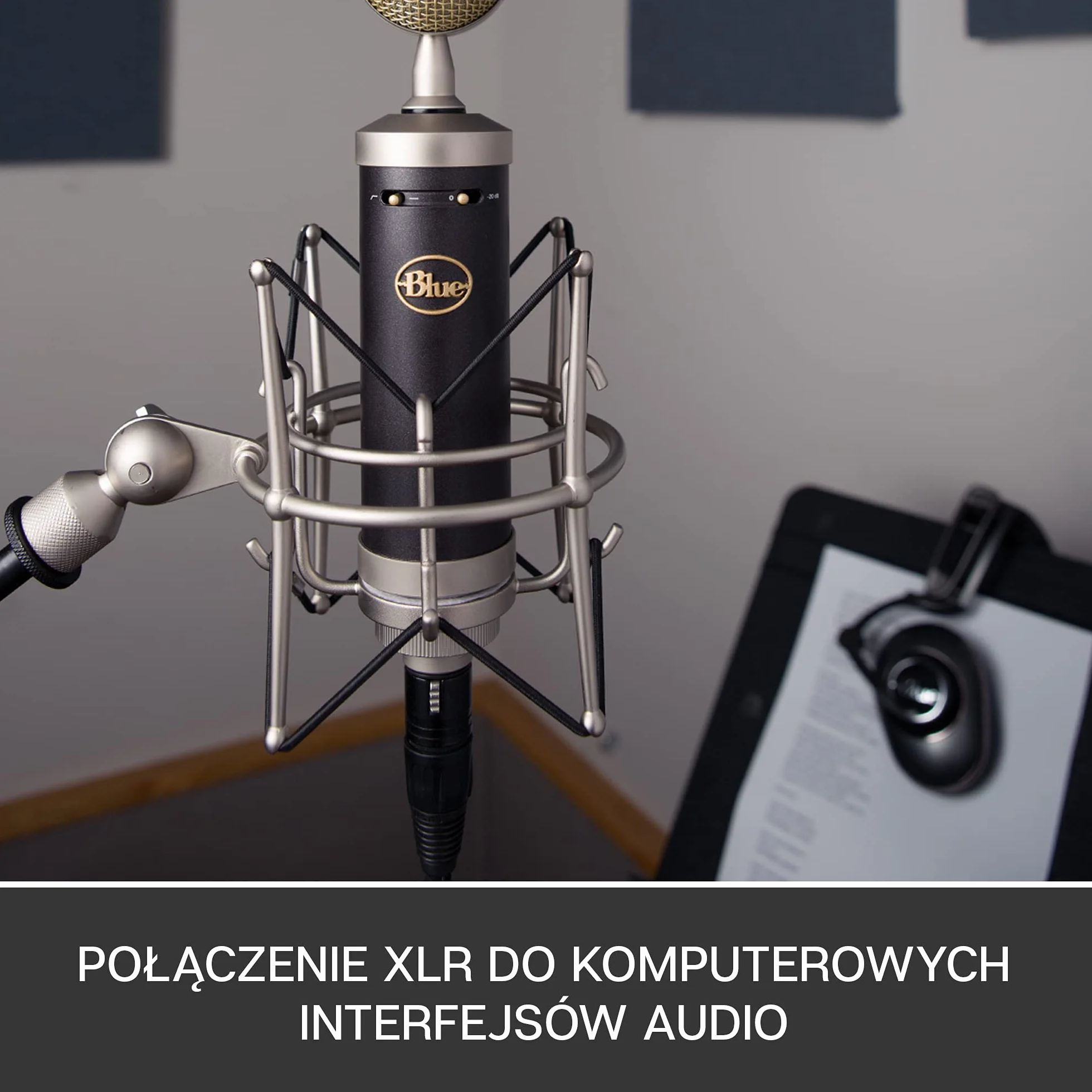 Blue Baby Bottle SL XLR Mikrofon Pojemnościowy Kardioidalny do Pro Gamingu, Nagrywania, Streamingu, Podcastów, Shockmount, Filtr Górnoprzepustowy, Ciepły Dźwięk Vintage, Ochronne Etui - Czarny