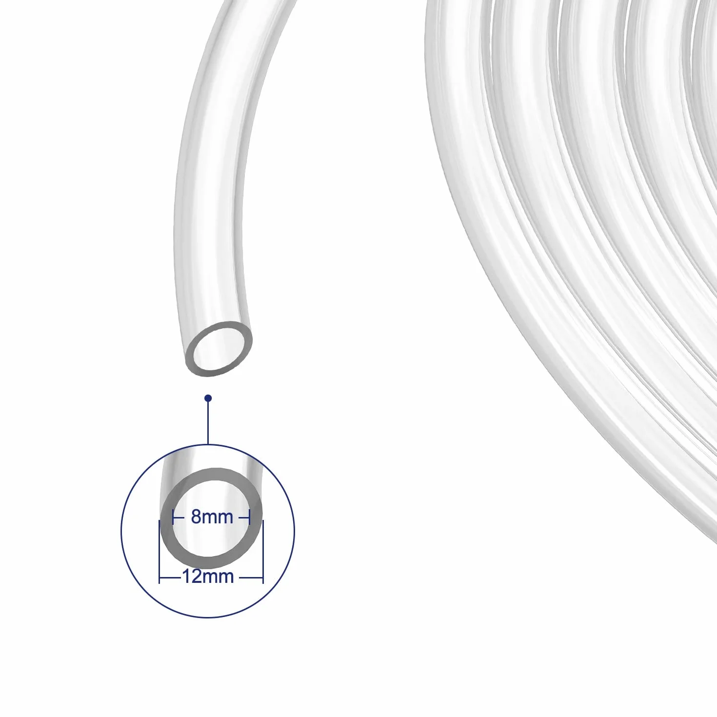 Labasics Wąż Silikonowy, Wysokotemperaturowy z Czystego Naturalnego Silikonu, 12 mm Średnicy Zewnętrznej, 8 mm Średnicy Wewnętrznej, Bardzo Elastyczny i Wytrzymały, 1 Metr