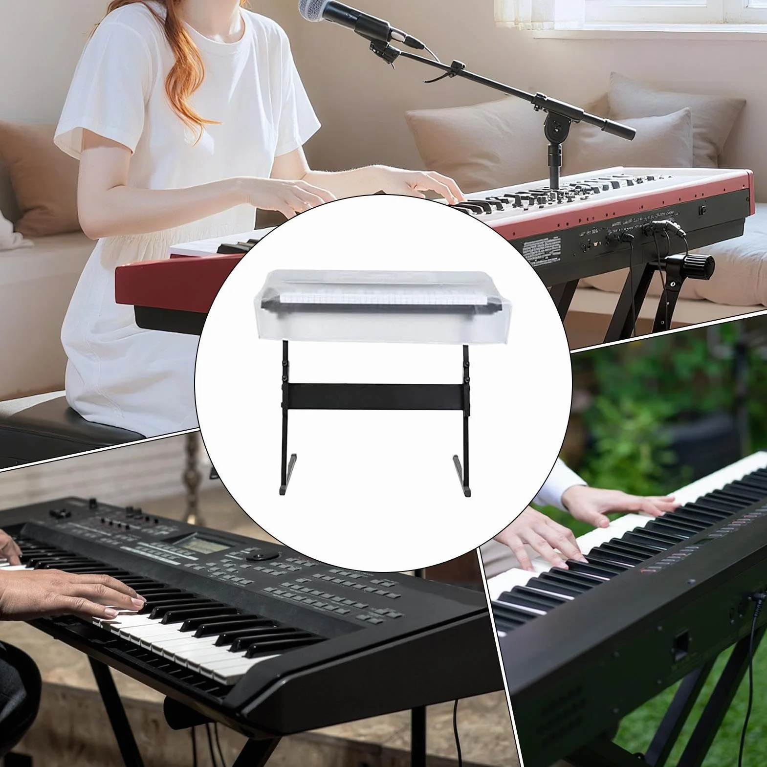 Piano Covers,Przezroczysta Pokrywa Na Keyboard | Wodoodporny Składany Ochraniacz Przeciw Brudowi Do Domu Zajęć Muzycznych Dla Muzyka Ucznia Nauczyciela 88/61/76 Klawiszy