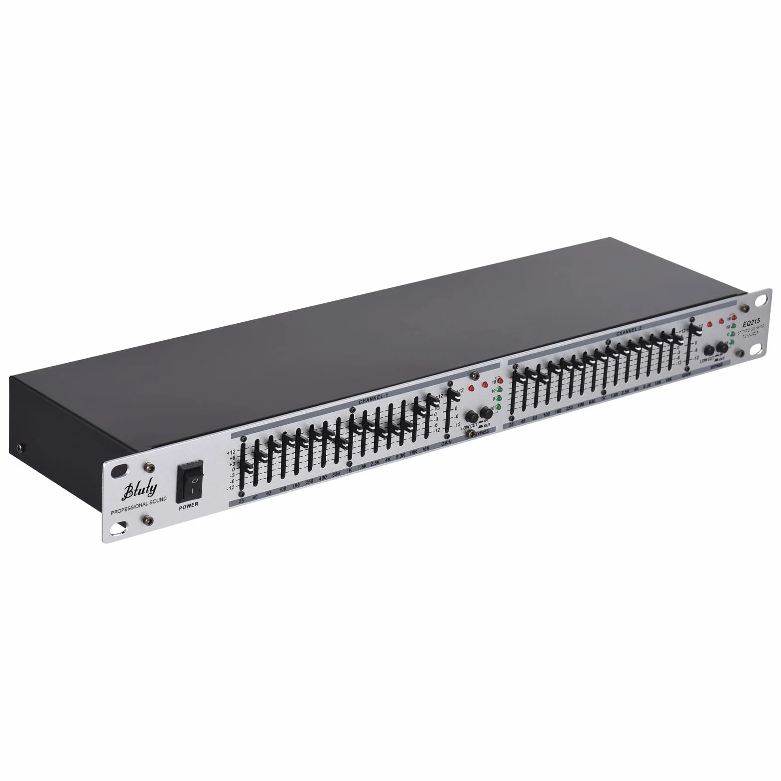 Btuty EQ-215 Dual Channel 15-pasmowy korektor 1U do montażu na stojaku 2-kanałowy stereo graficzny