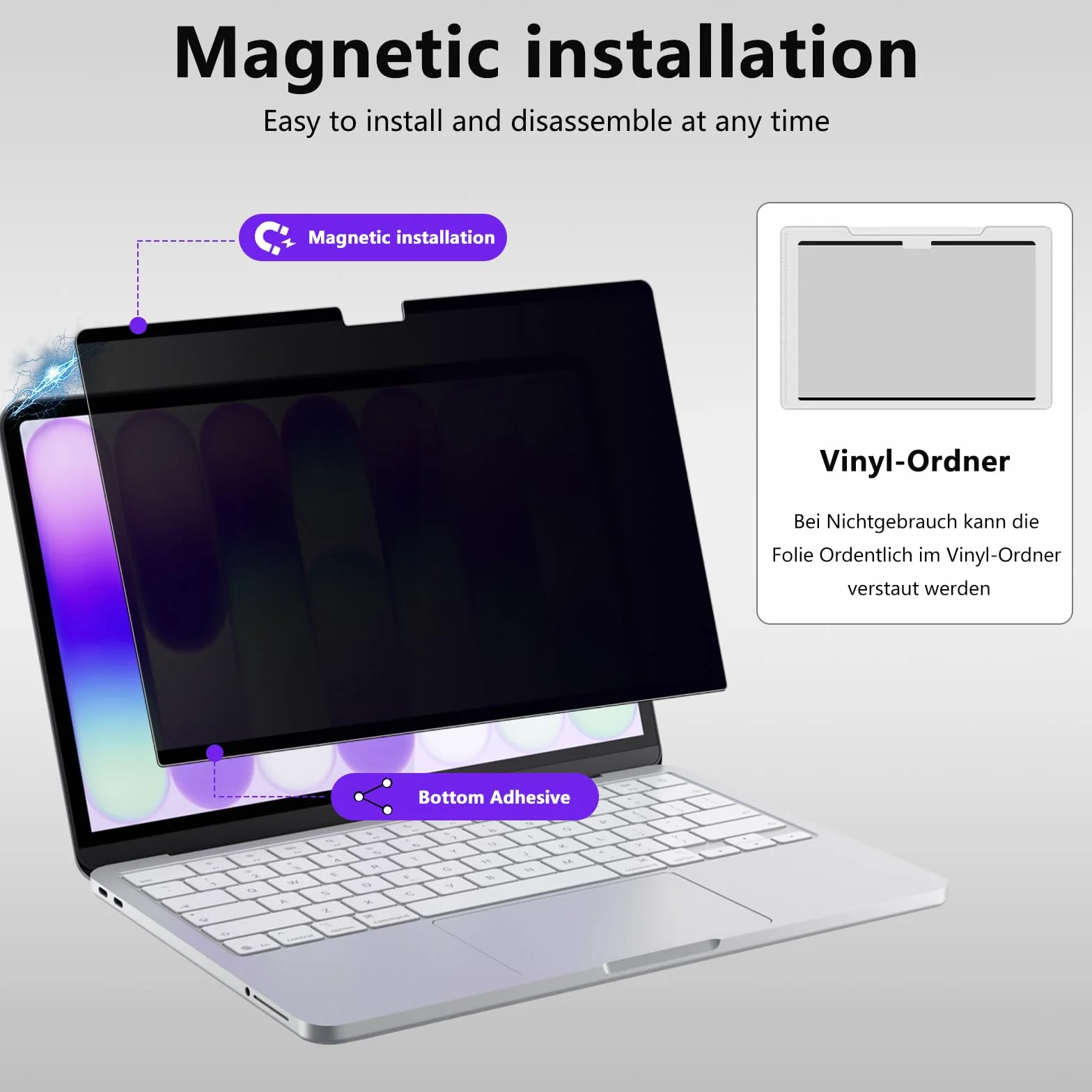 Magnetyczna folia prywatności do Macbook Neo 13 cali (2026 A18 Pro), Mac Laptop Privacy Screen ochrona ekranu 13", Anti-Peep filtr niebieskiego światła, zdejmowana ochrona wyświetlacza