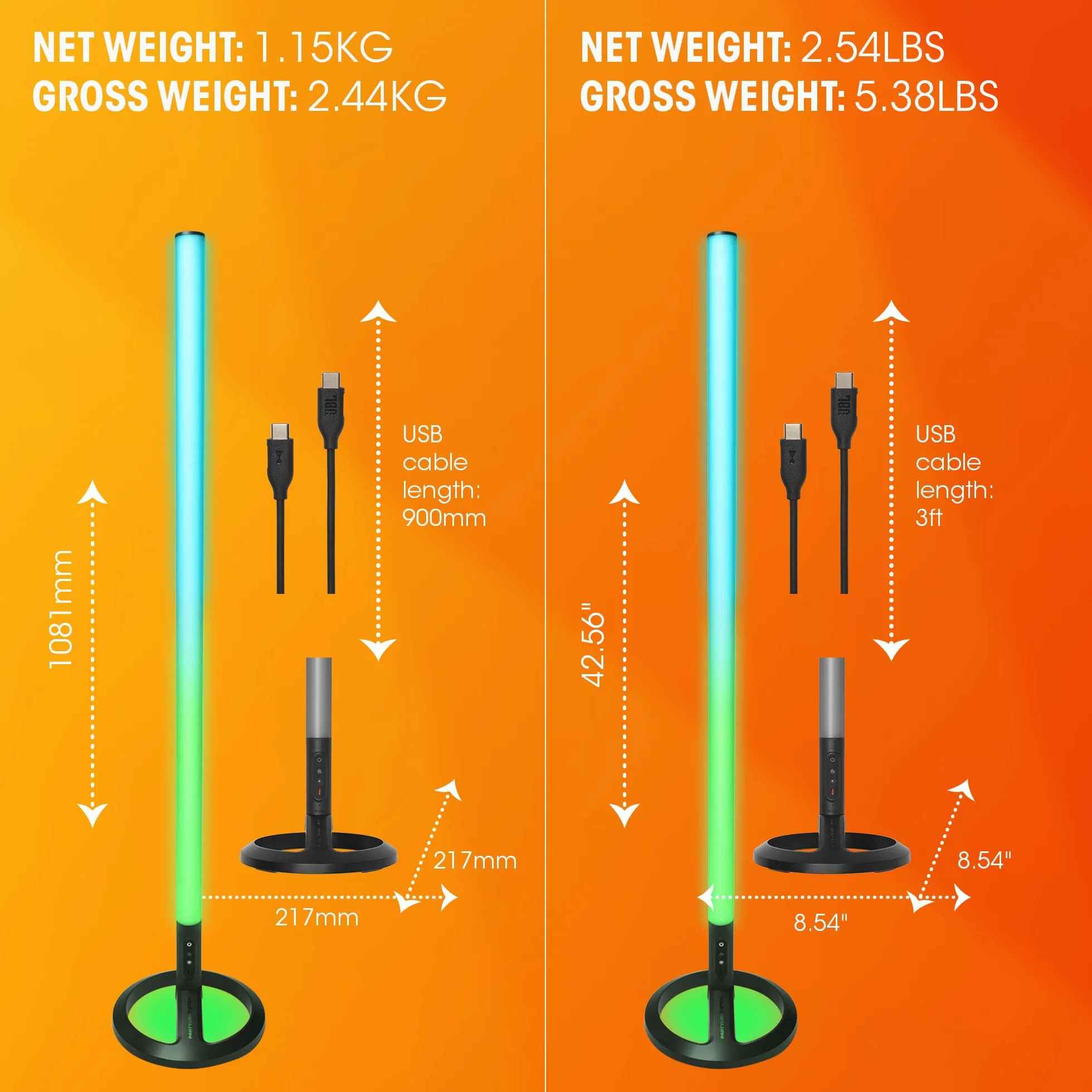 JBL PartyLight Stick przenośna Bluetooth listwa świetlna LED RGB 360° bateria 8H