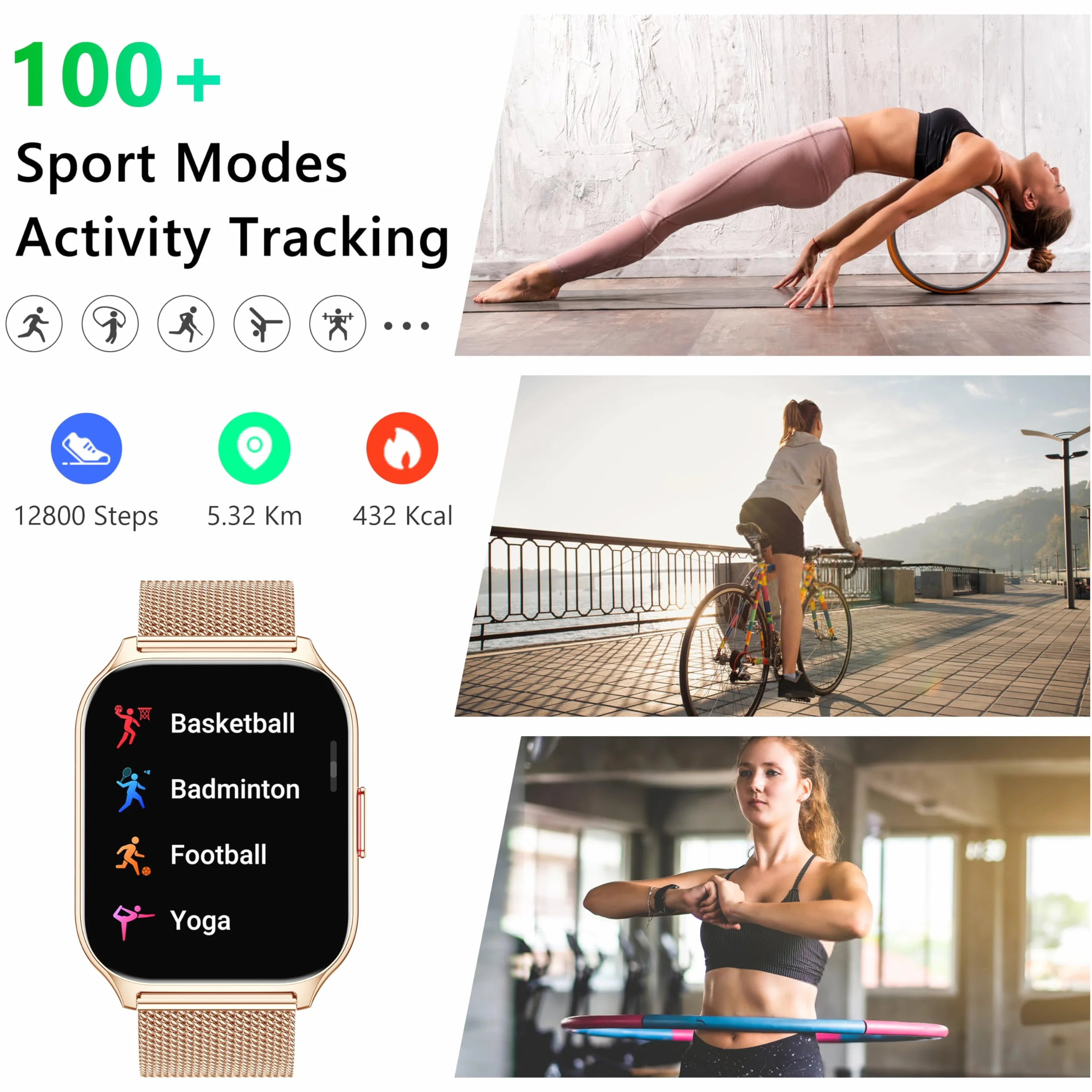 Smartwatch, odbieranie, nawiązywanie połączeń, 2-calowy smartwatch dla mężczyzn i kobiet, zegarek fitness z ciśnieniem krwi, monitorem snu, licznikiem kroków, ponad 110 sportów, smartwatche
