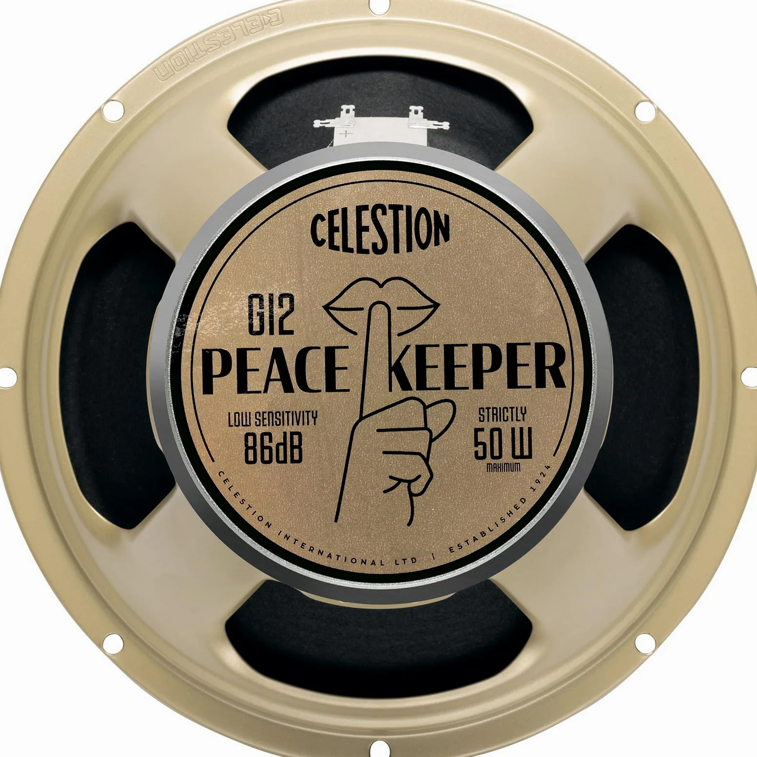 CELESTION G12 Peacekeeper 12" (31 cm) 50 W 8 omów – głośnik gitarowy tłumik, zmniejszona głośność, Sweet Spot przy niskim poziomie głośności