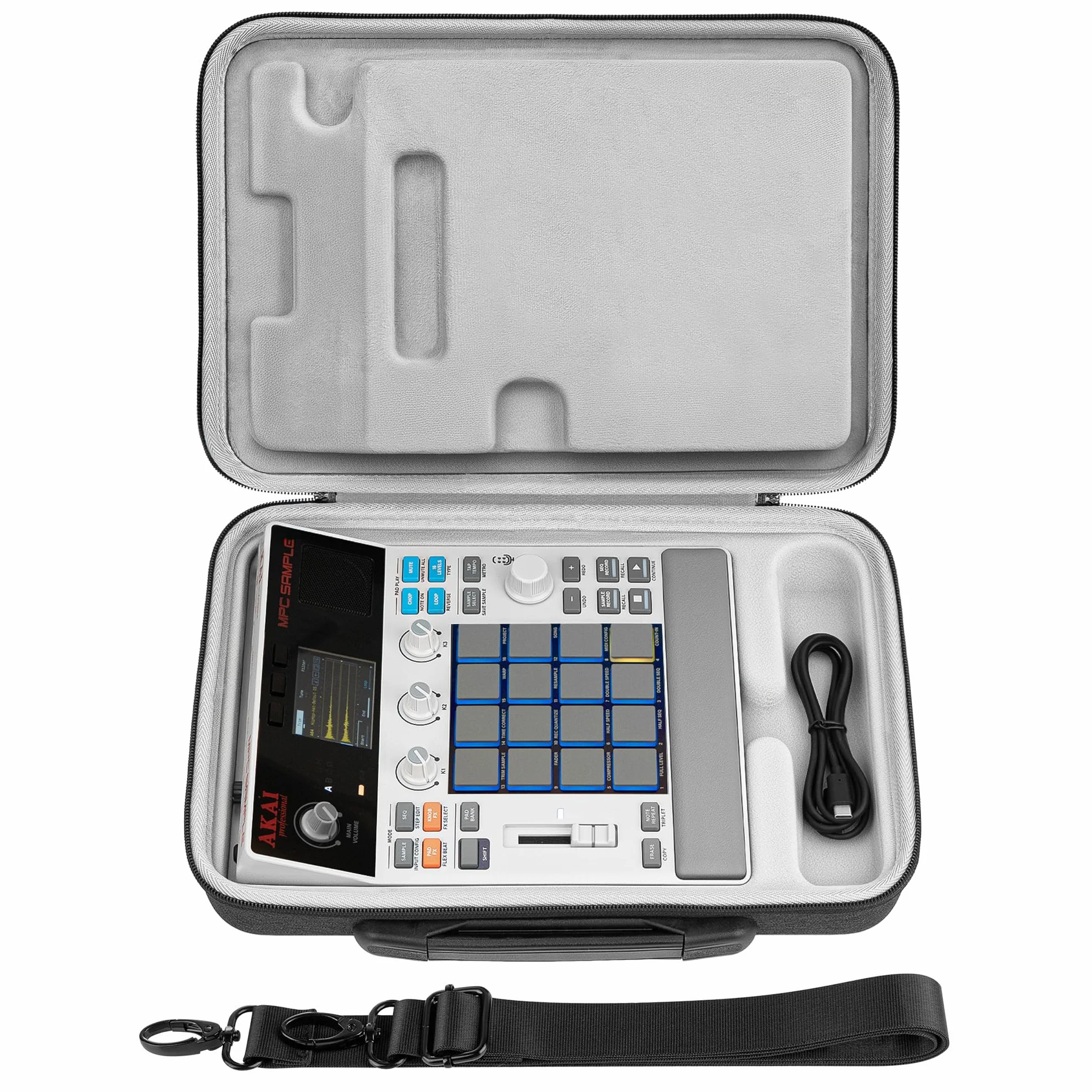 Geekria twarda walizka podróżna kompatybilna z Akai Professional MPC Sample Portable Groovebox, torba do przenoszenia samplera audio (ciemnoszara)