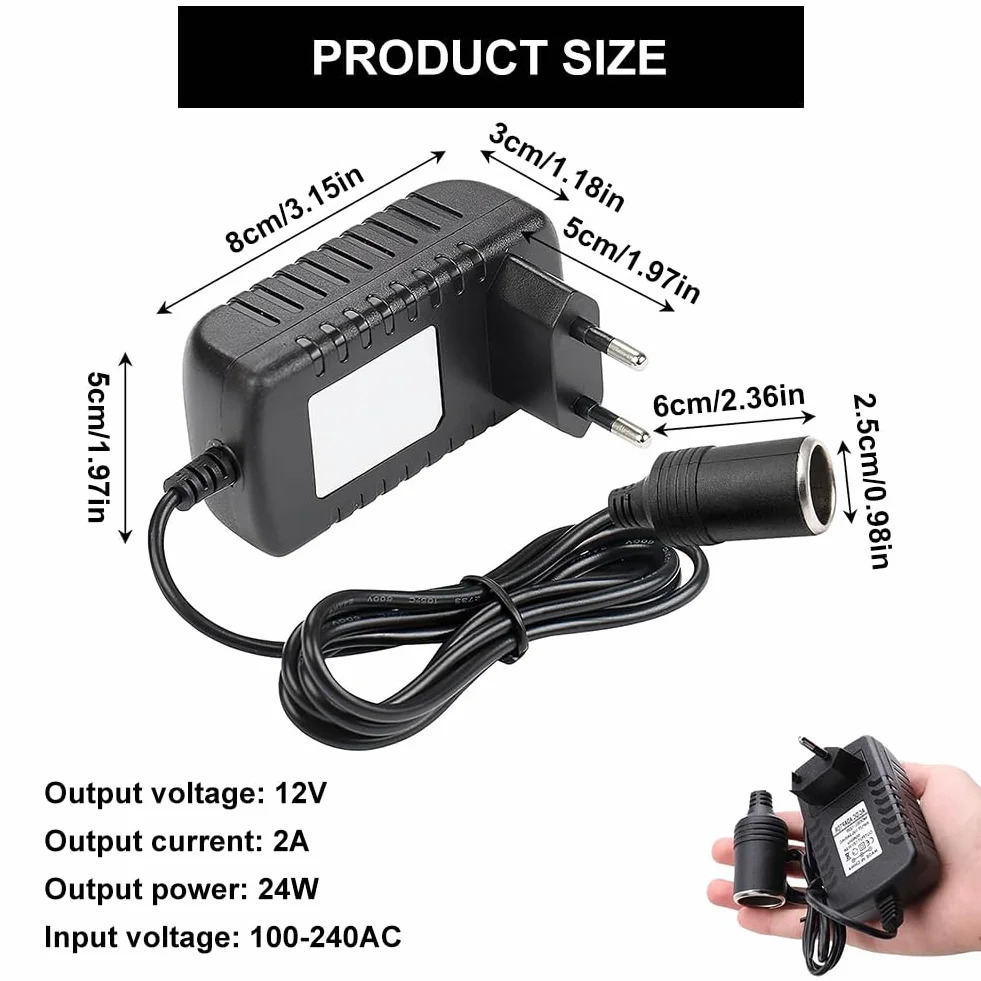 Adapter samochodowy, zasilacz sieciowy, gniazdo zapalniczki samochodowej, 12 V/2 A
