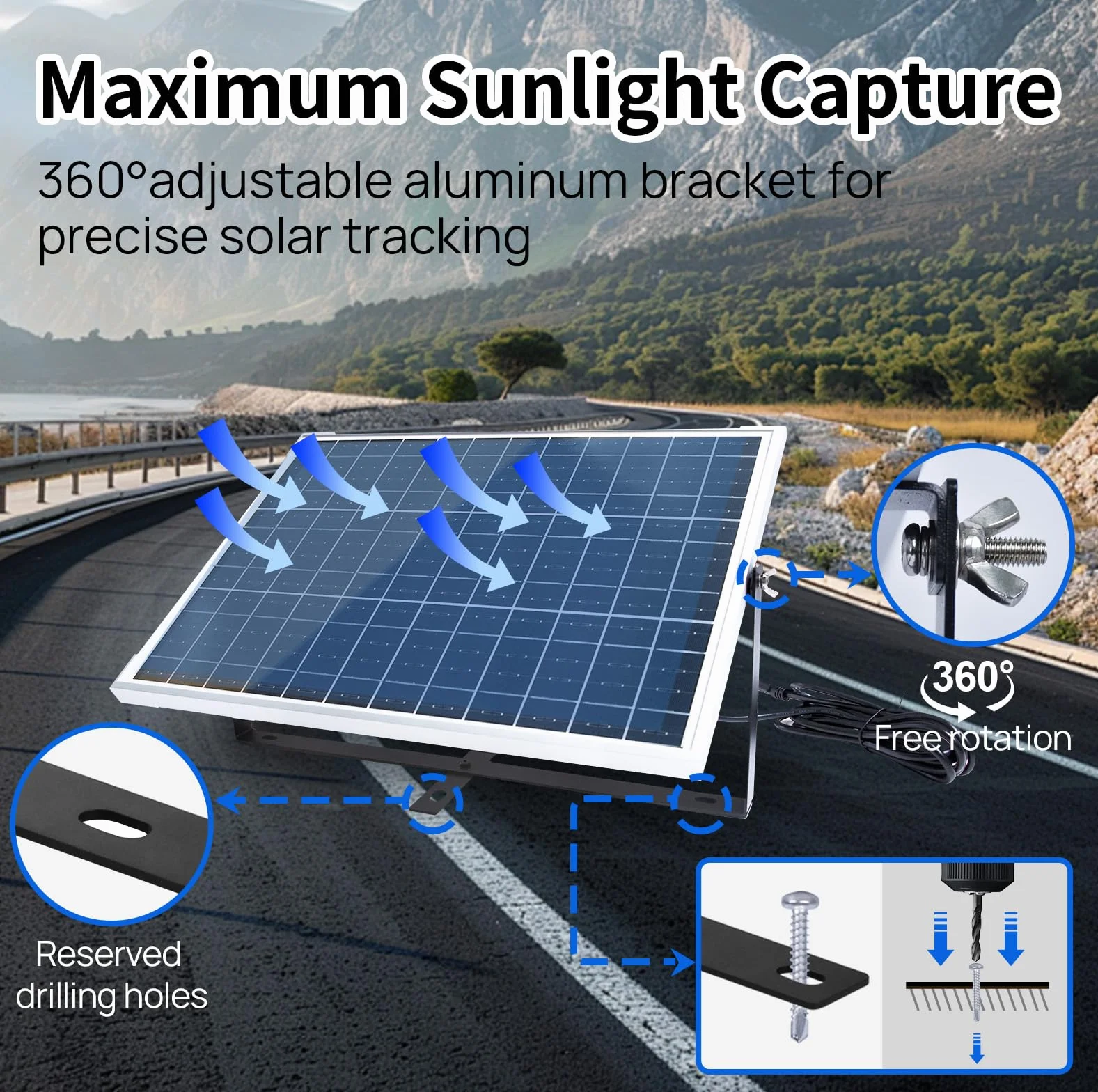 ECO-WORTHY Monokrystaliczny moduł solarny 25 W, 12 V, zestaw paneli słonecznych: panel słoneczny 25 W + regulowany uchwyt + kabel przyłączeniowy SAE + regulator ładowania do ogrodu, domku i łodzi