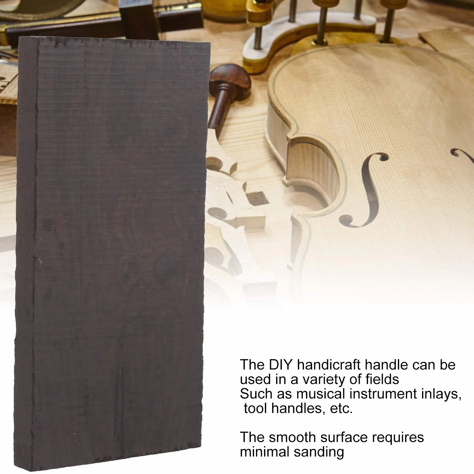 Eujgoov czarny heban drewno puste DIY Craft drewniany uchwyt akcesoria do instrumentów muzycznych (120 * 60 * 10mm)