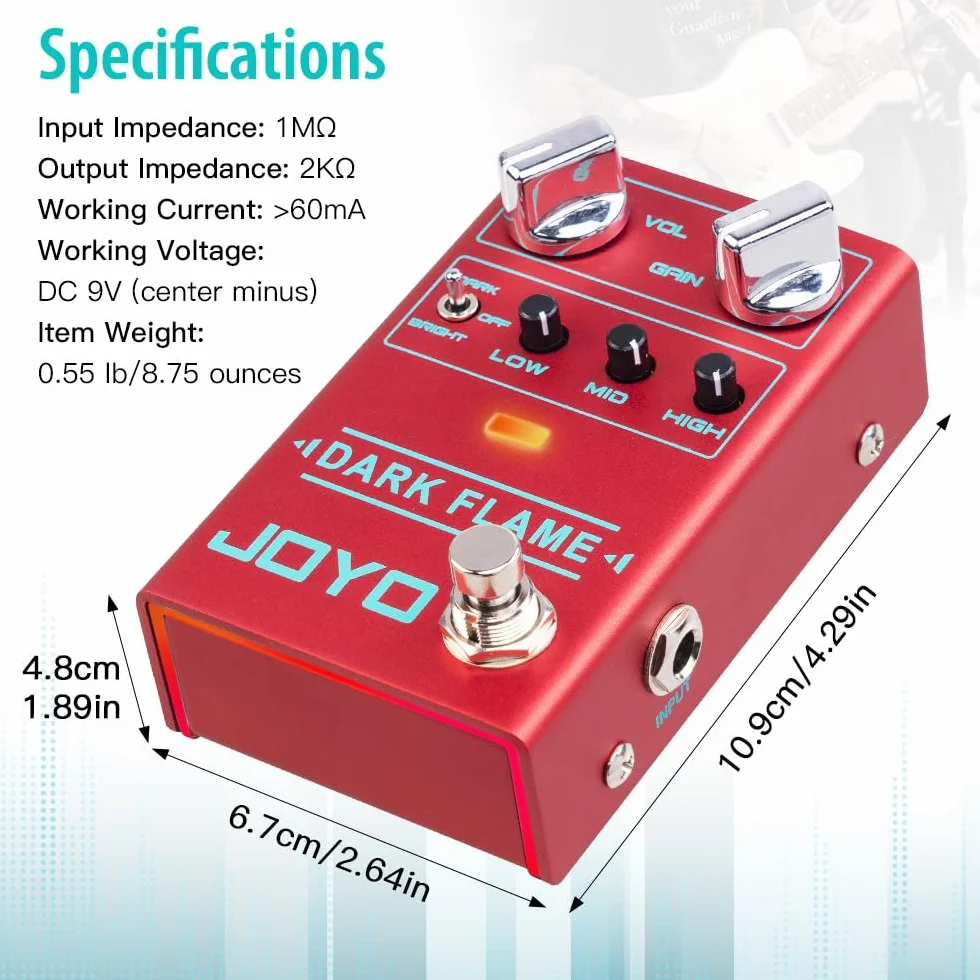 JOYO Dark Flame R-17 Metalowy Pedał Efektów Gitarowych True Bypass Wzmocnienie