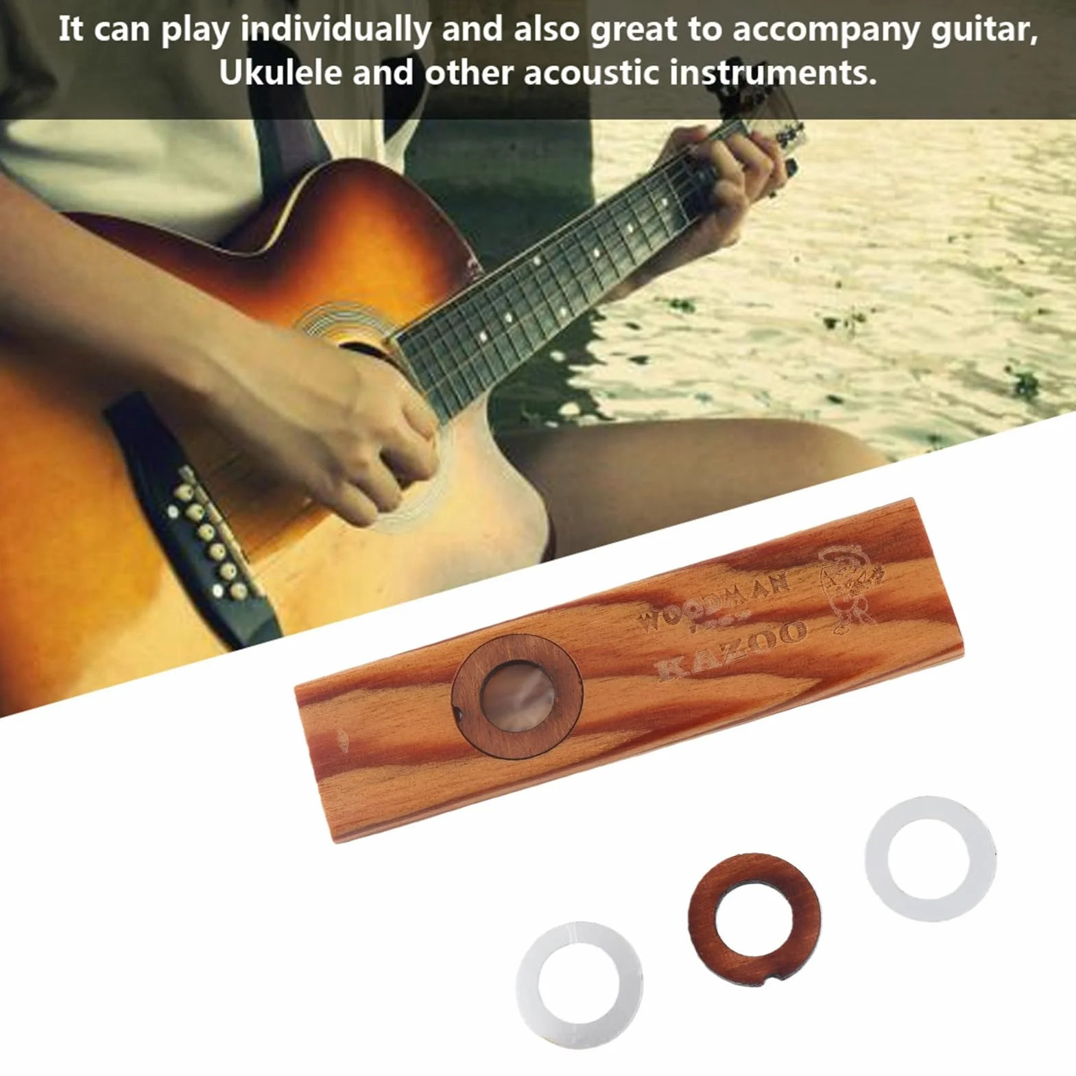 Alomejor Kazoo vintage drewniane ukulele partner harmonijka kazoo dla dzieci i początkujących ludzi brzęczenie piosenka instrument muzyczny