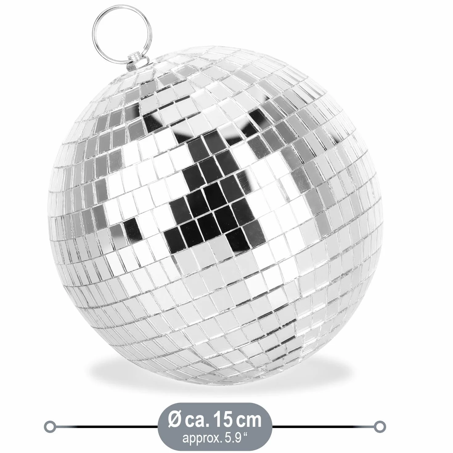 COM-FOUR® disco ball - lustrzana kula do zawieszenia - disco ball na imprezy - bal imprezowy na sylwestra, urodziny, imprezy tematyczne - Ø 15 cm (Ø 15cm)