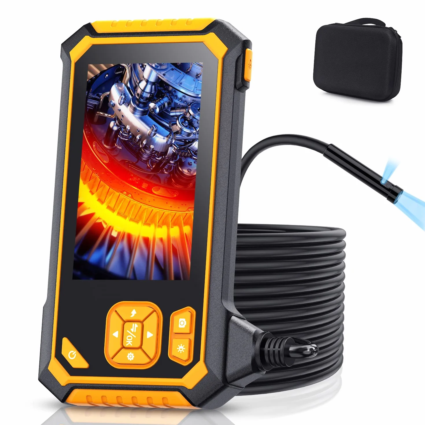 GLOSOLE podwójna kamera endoskopowa ze światłem, ekran IPS 1080p HD, kamera inspekcyjna przemysłowa, kamera endoskopowa, klasa wodoszczelności IP67, z kartą TF 32 G i torbą do przenoszenia