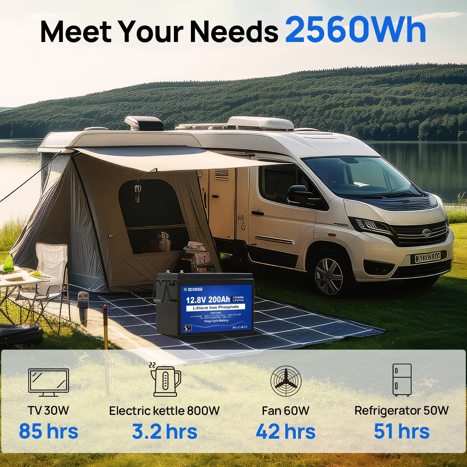 Akumulator LiFePO4 12 V, 200 Ah, ulepszona ochrona BMS 200 A, ochrona przed niską temperaturą, 4000-10000 cykli bateria litowa, idealna do samochodów kempingowych, instalacji solarnych, przyczep