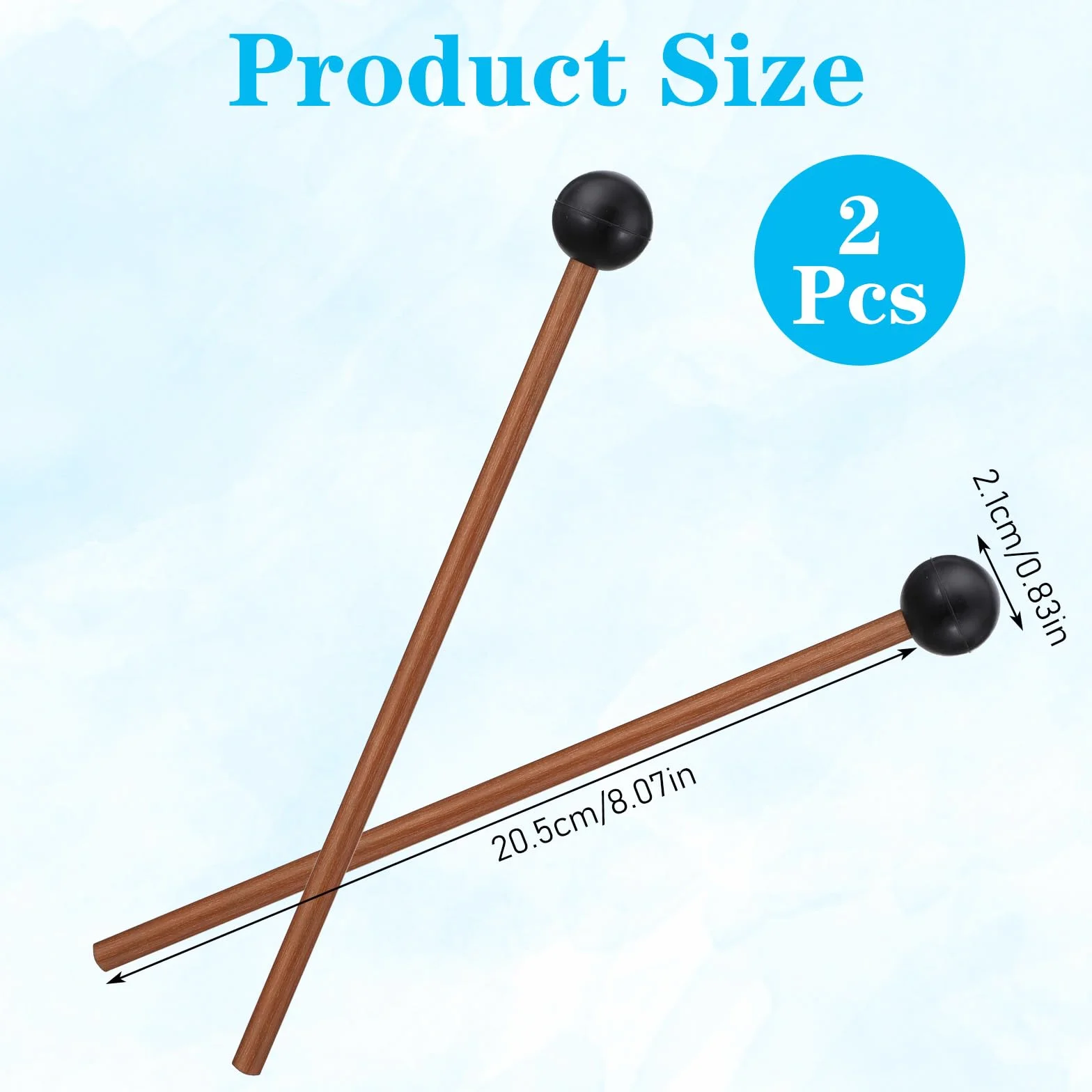 Nogeqi Drewniane młotki ksylofonowe, gumowe młotki perkusyjne, małe pałeczki perkusyjne do dzwonków, glockenspiel, drewniany blok i dzwonki, 20 cm (czarne)