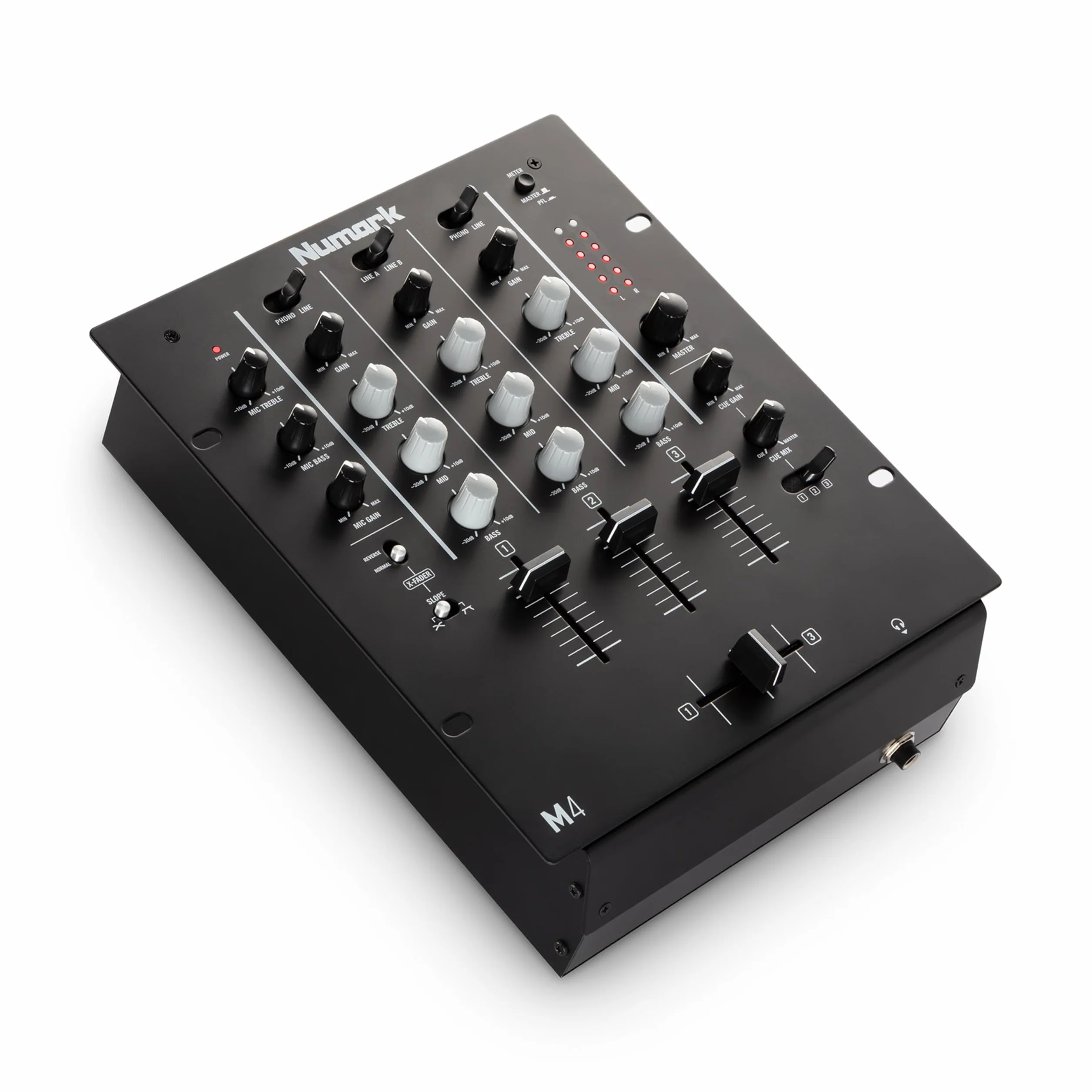 Numark M4 3-kanałowy mikser DJ-ski typu scratch do montażu w racku z 3-pasmowym EQ i crossfaderem