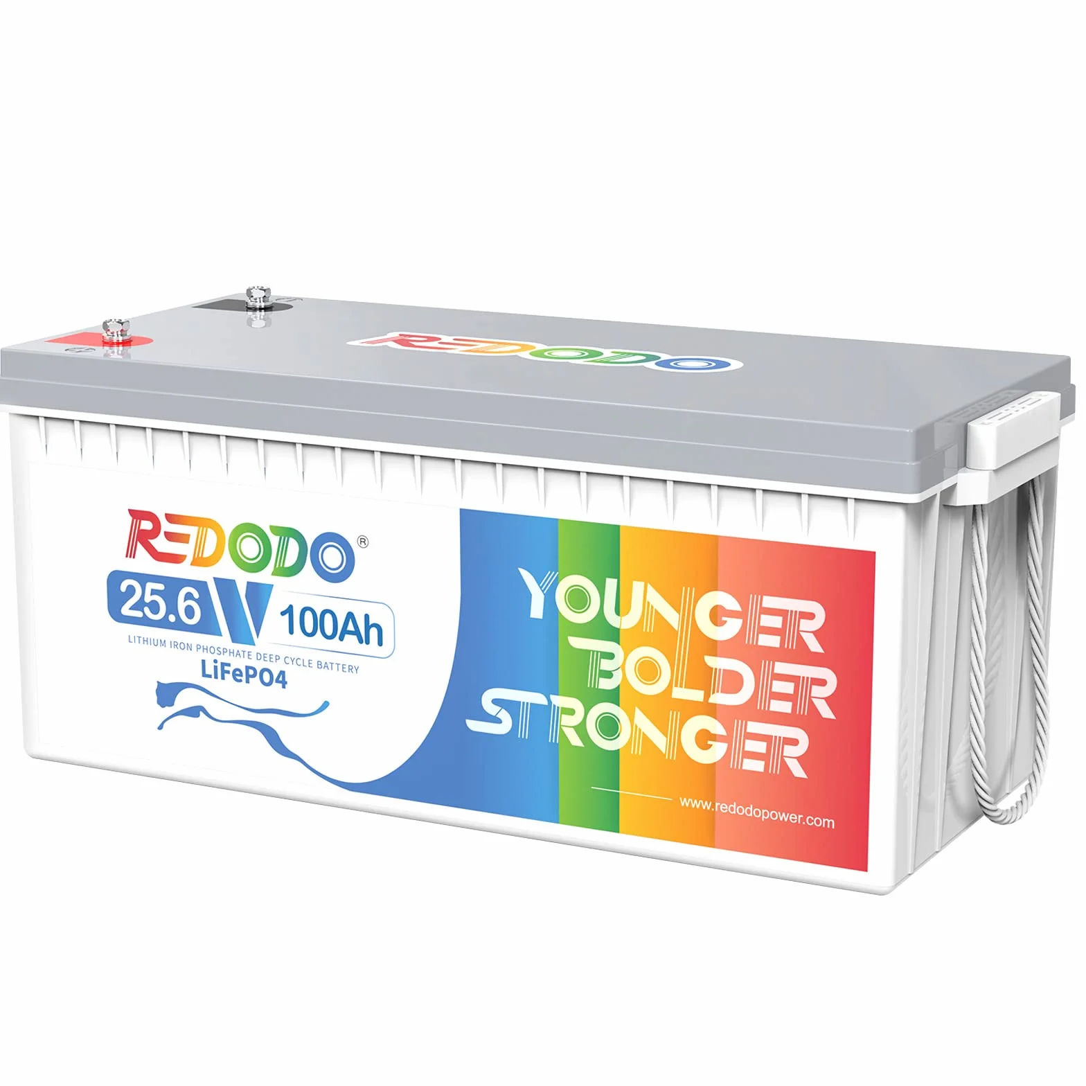 Redodo Bateria litowa LiFePO4 25,6V 100Ah, Akumulator LiFEPO4 Wbudowany 100A BMS, 4000+ Cykli, 10 Lat Żywotności, Bateria Lifepo4 24V Odpowiednia Do Przyczep Kempingowych, awaryjne zasilanie domu