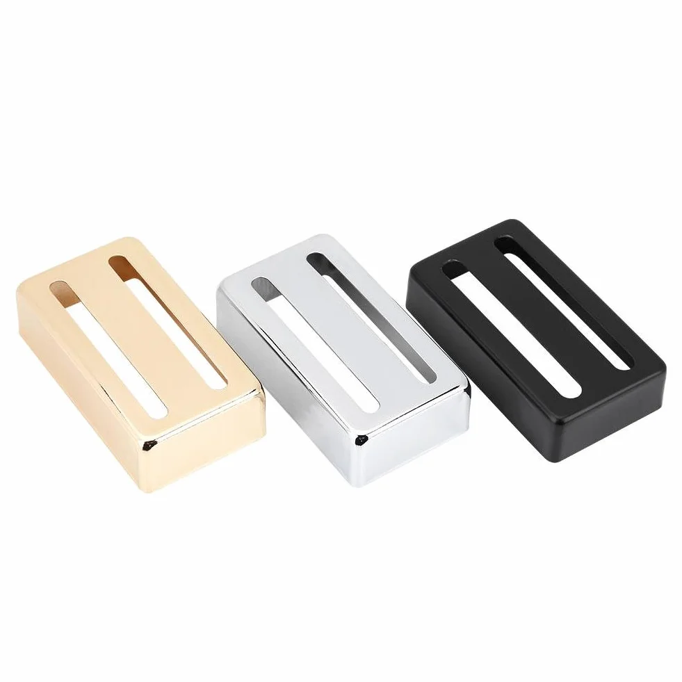 Dilwe Osłona na przetwornik gitarowy, metalowe etui z dwoma gniazdami mosiężne Humbucker do gitar elektrycznych (czarna) akcesoria do gitary elektrycznej