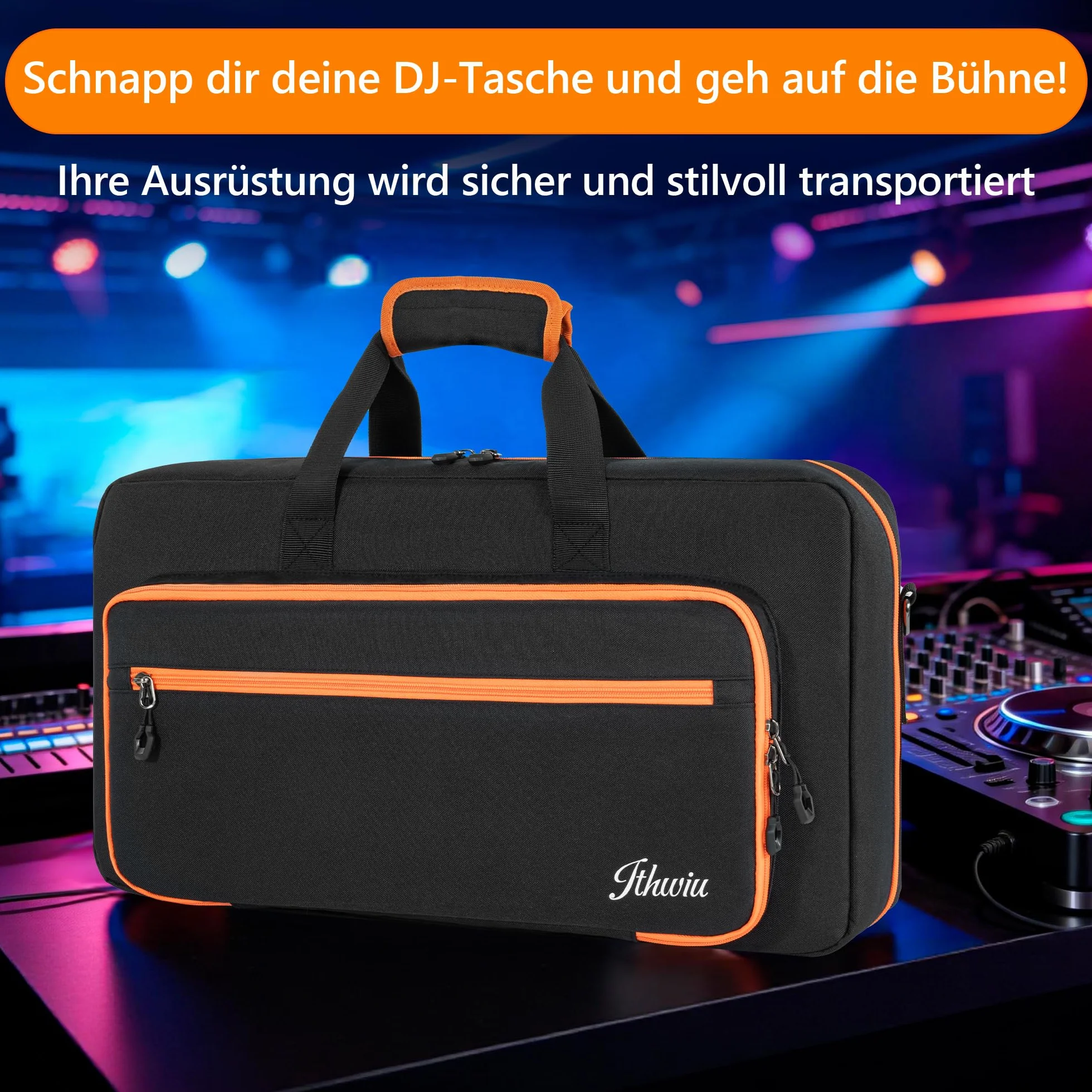 AKOZLIN Etui na kontroler DJ do DDJ FLX4 / DDJ REV1/ DDJ 400/SB2/SB3 DJ futerał do przenoszenia z bawełny perłowej, regulowany pasek na ramię/plecak, kieszeń na laptopa 15,6 cala i kieszenie na