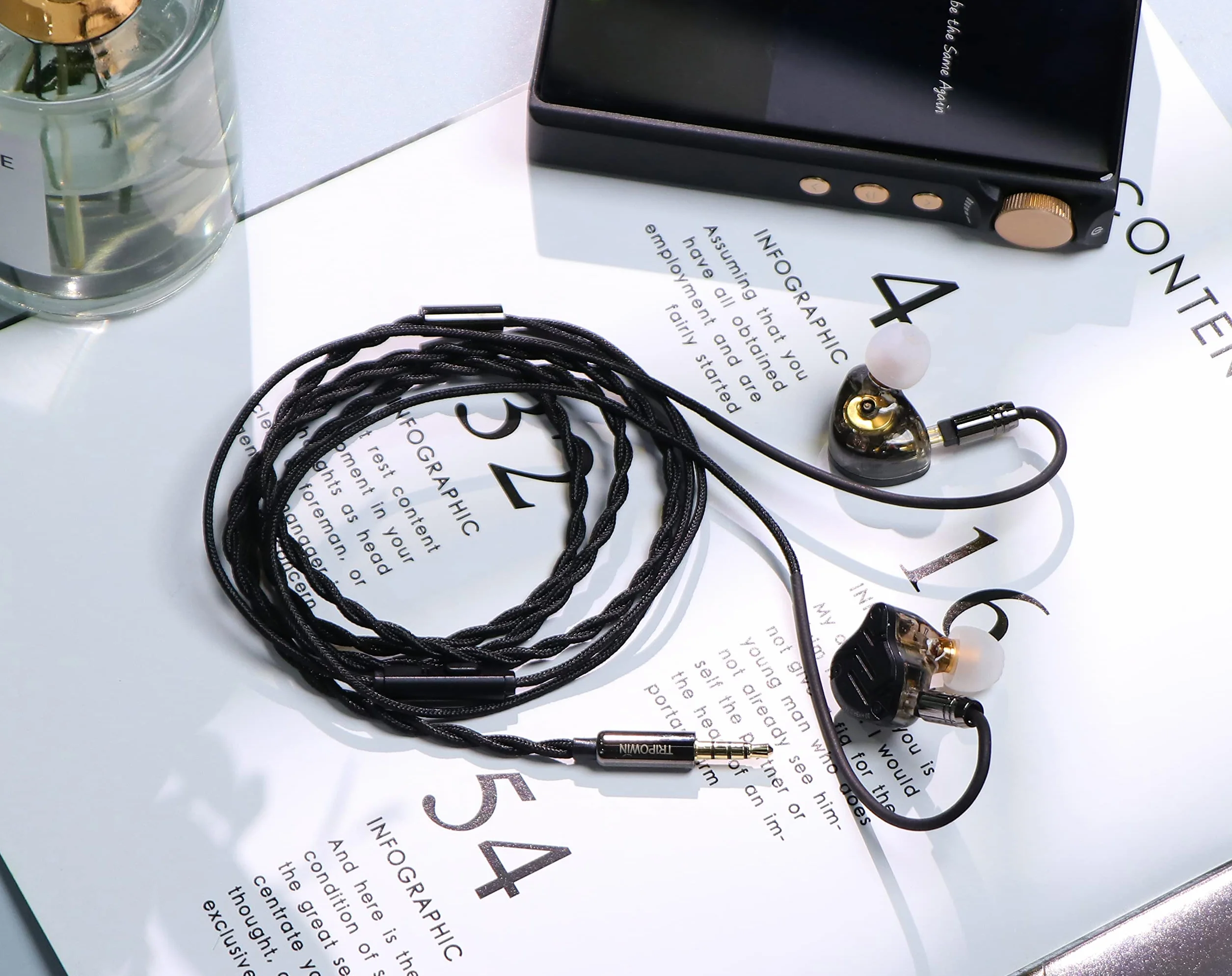Linsoul Tripowin Zombur 4N kabel beztlenowy OFFC HiFi IEM z mikrofonem, warstwa zewnętrzna z przędzy bawełnianej, kabel zamienny