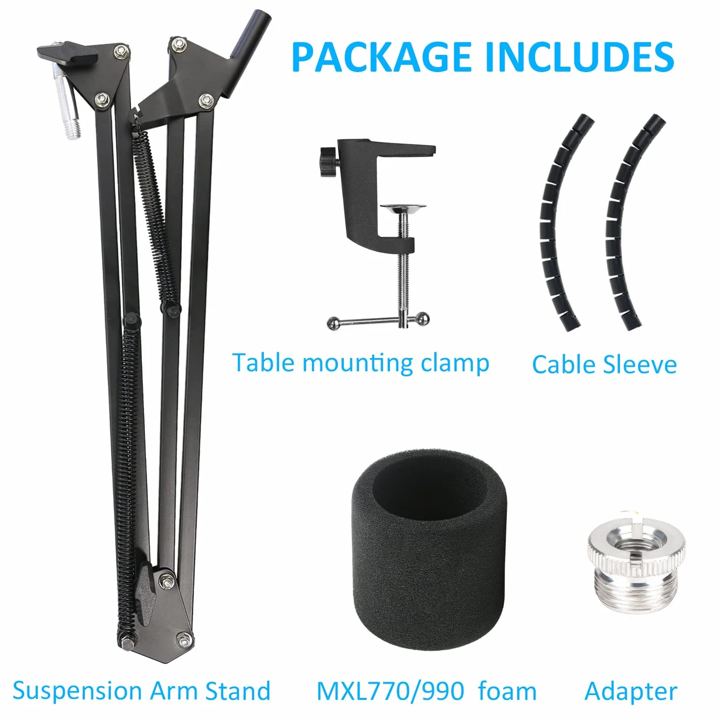MXL 770 990 statyw mikrofonowy z filtrem pop – stojak na ramię mikrofonu z przednią szybą, tuleja kablowa kompatybilna z MXL Mics 770 990 by YOUSHARES