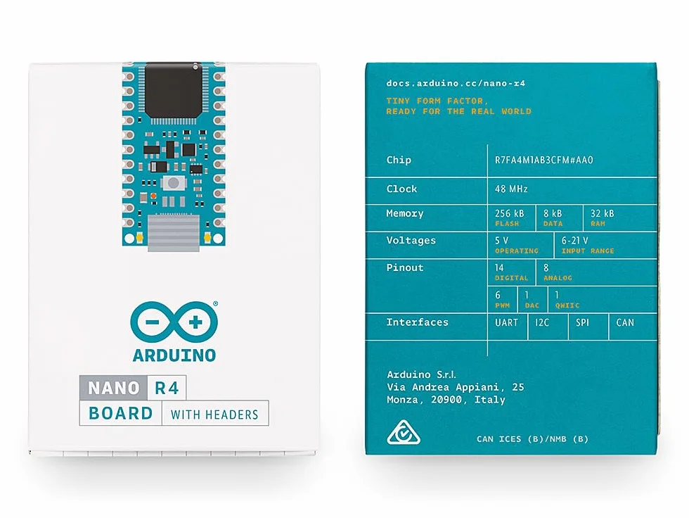 Arduino Nano R4 z Headers [ABX00143] – Kompaktowa Płytka z Mikrokontrolerem Renesas RA4M1, Przylutowane Piny do Breadboardu, Złącze Qwiic, Programowalna Dioda RGB, Kompatybilna z Arduino IDE