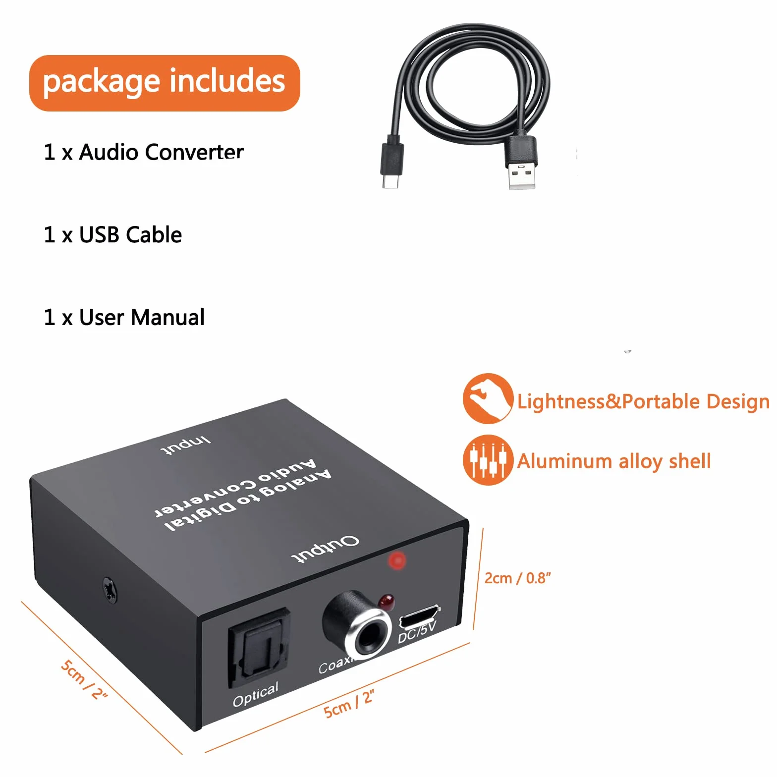 SOUTHSKY Konwerter audio 3,5 mm Aux Jack R/L 2 RCA cinch na SPDIF Toslink optyczny koncentryczny