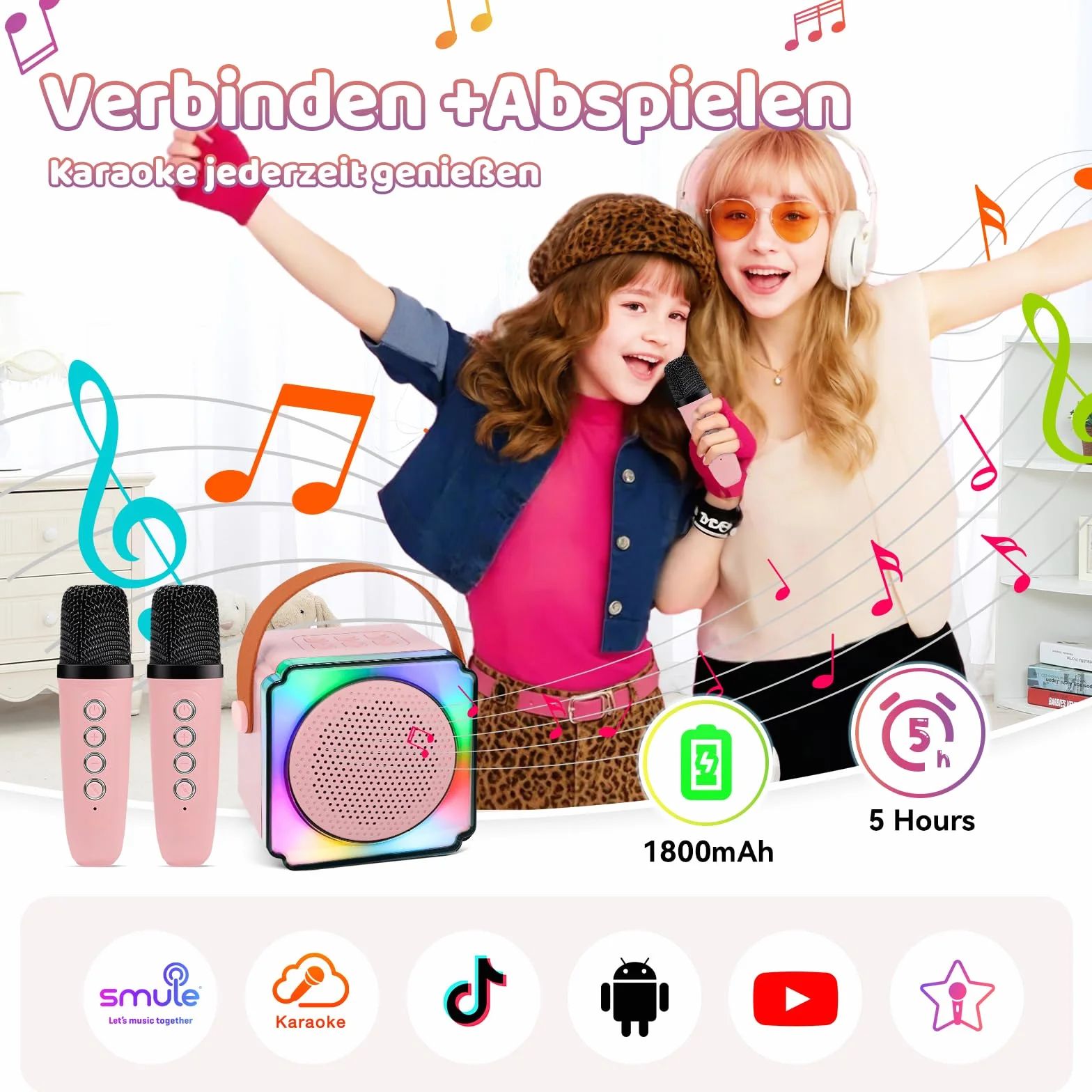 Osikay Prezent dla dziewczynek 4, 5, 6, 7, 8 lat: maszyna do karaoke, zabawka od 3 do 12 lat, prezent dla dziewcząt, 6-7-8-9-10-11 lat, mikrofon z Bluetooth, prezent urodzinowy dla dzieci w wieku 4-6