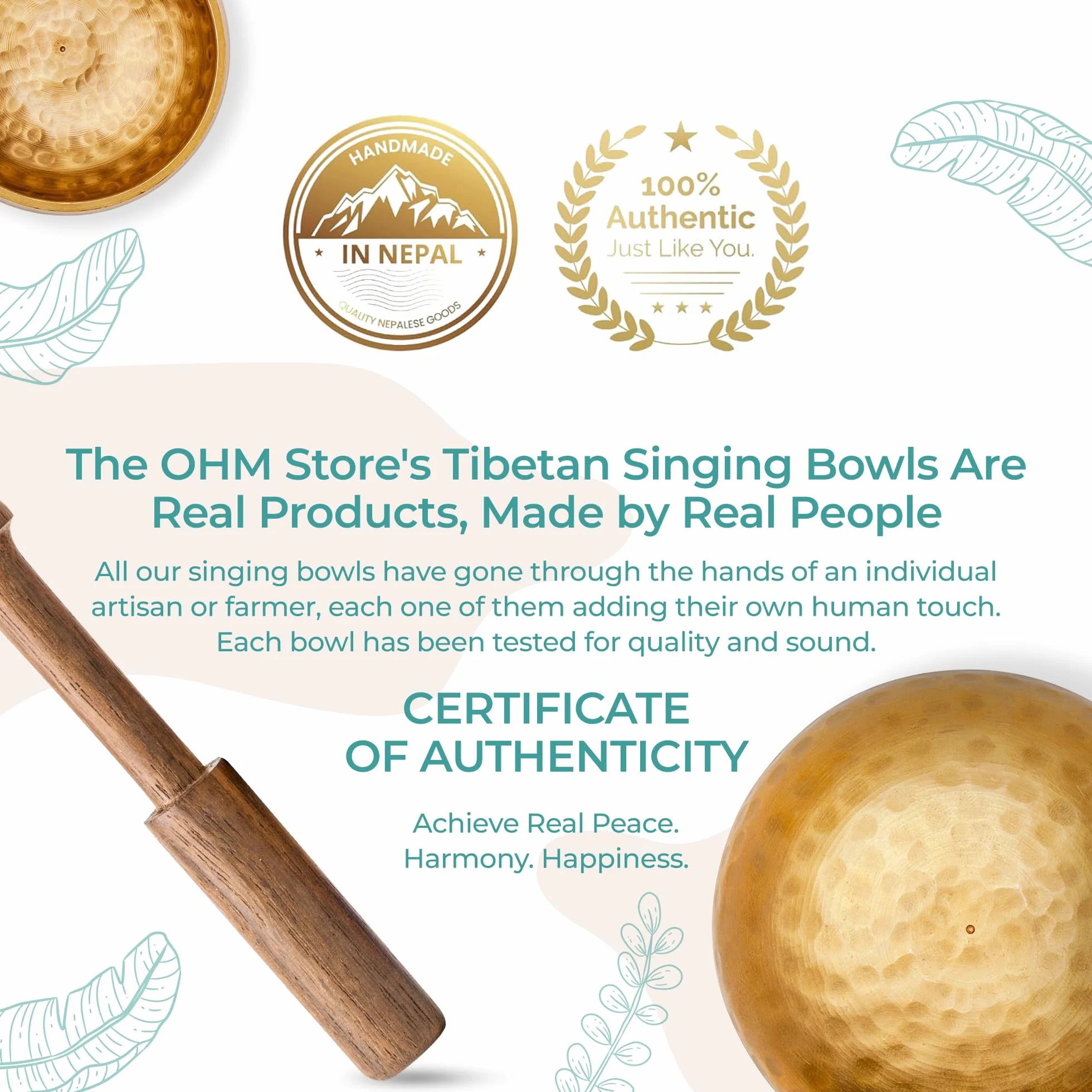 Ohm Store Zestaw tybetańskich misek dźwiękowych – ręcznie wykonana miska dźwiękowa do medytacji (3,5″ oryginalna)
