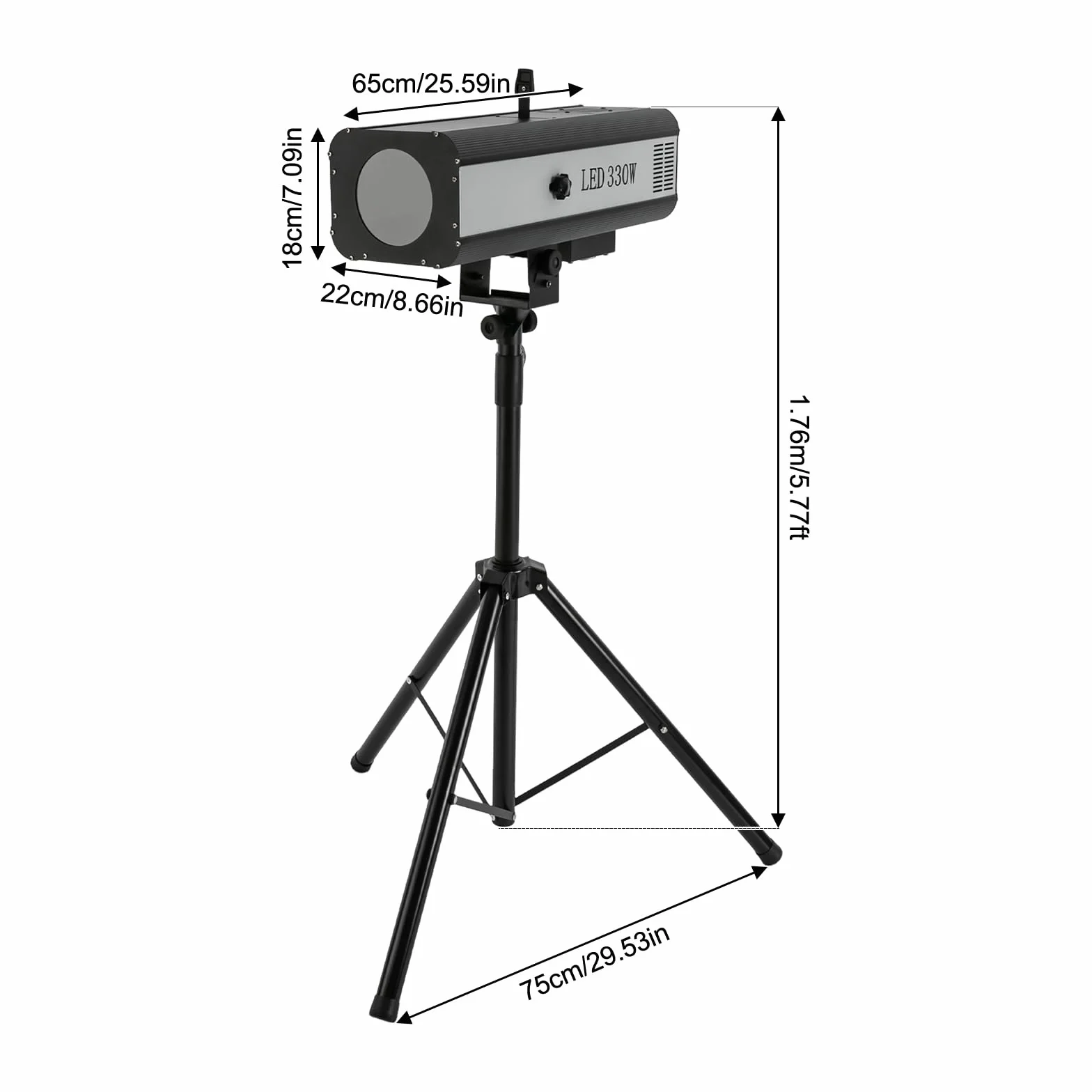 Oświetlenie sceniczne LED, oświetlenie sceniczne, światło imprezowe ze statywem 330 W, reflektor do teatru, na wesele, DJ, pokazy, 6 kolorów, 3200 K, 5600 K, 6000 K, bezstopniowy efekt świetlny, IP20