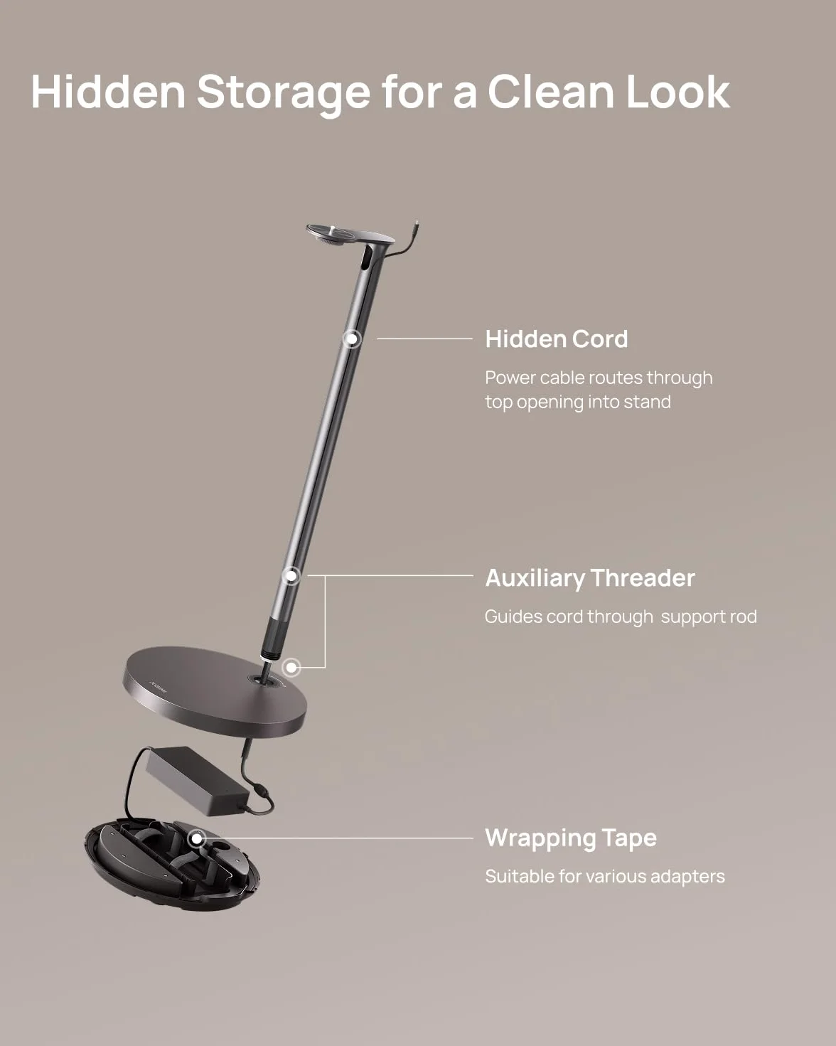 XGIMI Podstawa Ultra (Słoniowe szare) dla serii Horizon 20, aluminium jakości lotniczej i kosmicznej, ukryta kieszonka, maksymalne obciążenie: 10 kg