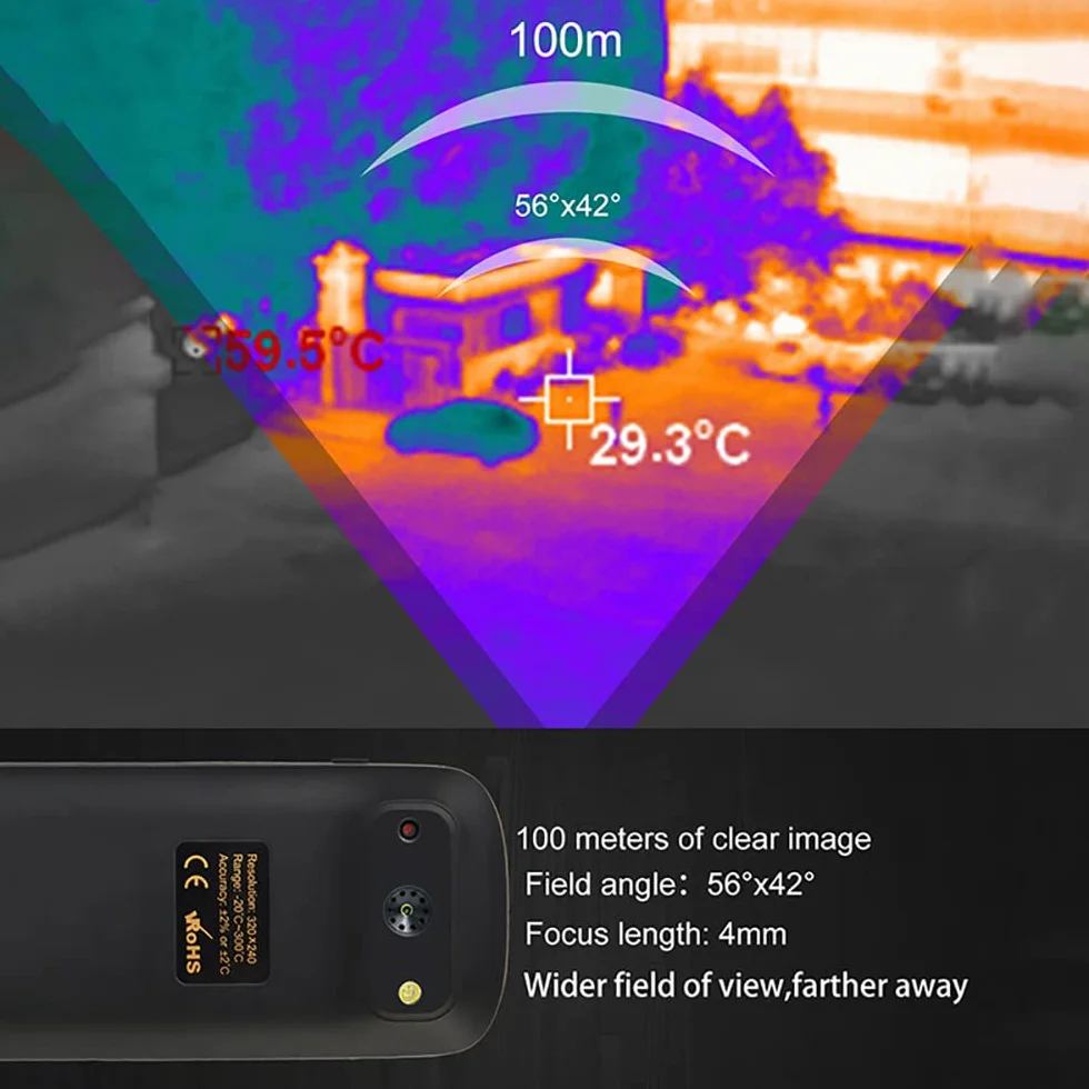 Kamera termowizyjna na podczerwień, 320 x 240, rozdzielczość na podczerwień, kamera termalna, przenośna, z funkcją termalną w czasie rzeczywistym, kolorowy wyświetlacz