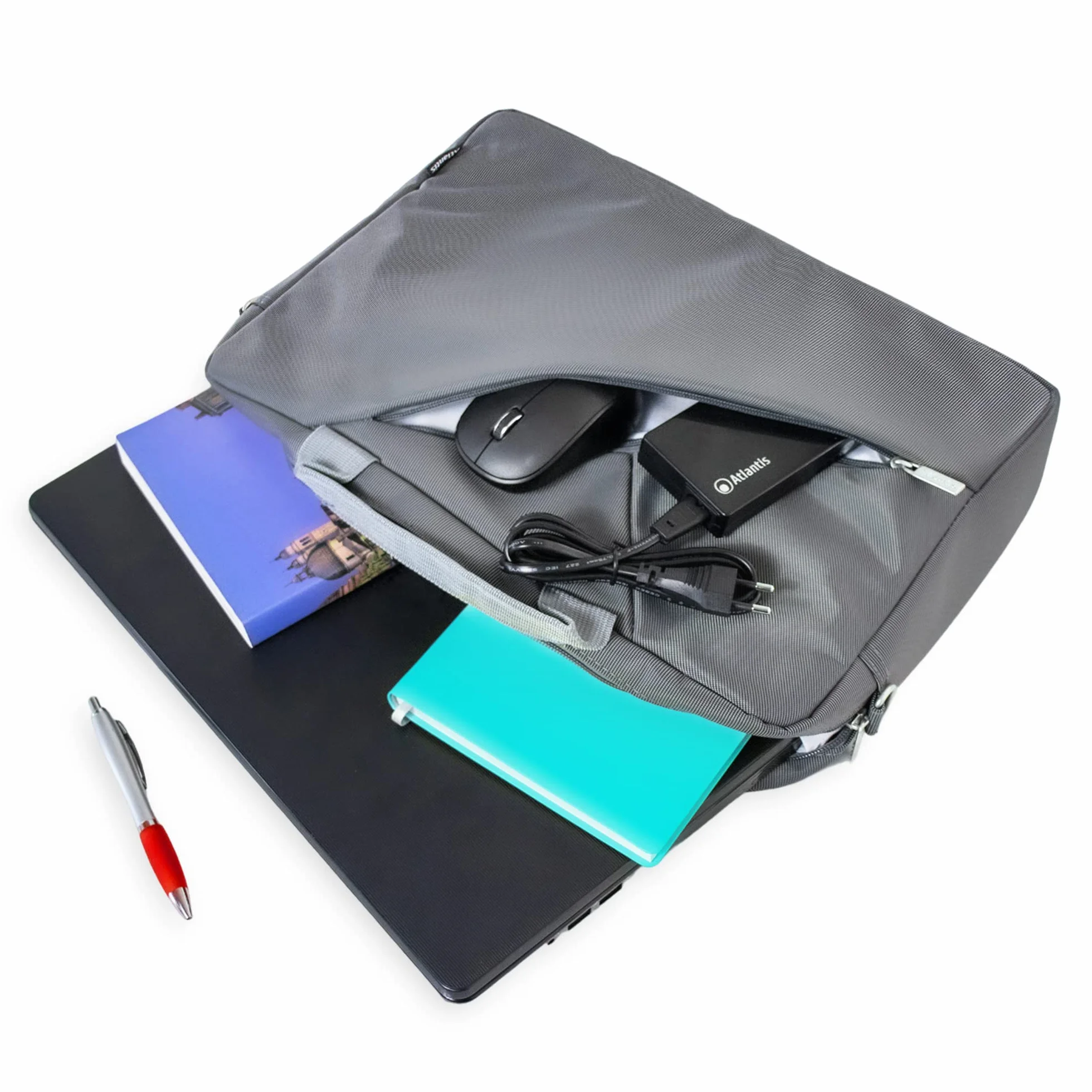 Atlantis Land L77 Delux torba na notebooka 39,6 cm (15,6 cala) aktówka szara - torby na notebooka (walizka na dokumenty, 39,6 cm (15,6 cala), pasek na ramię, szary)