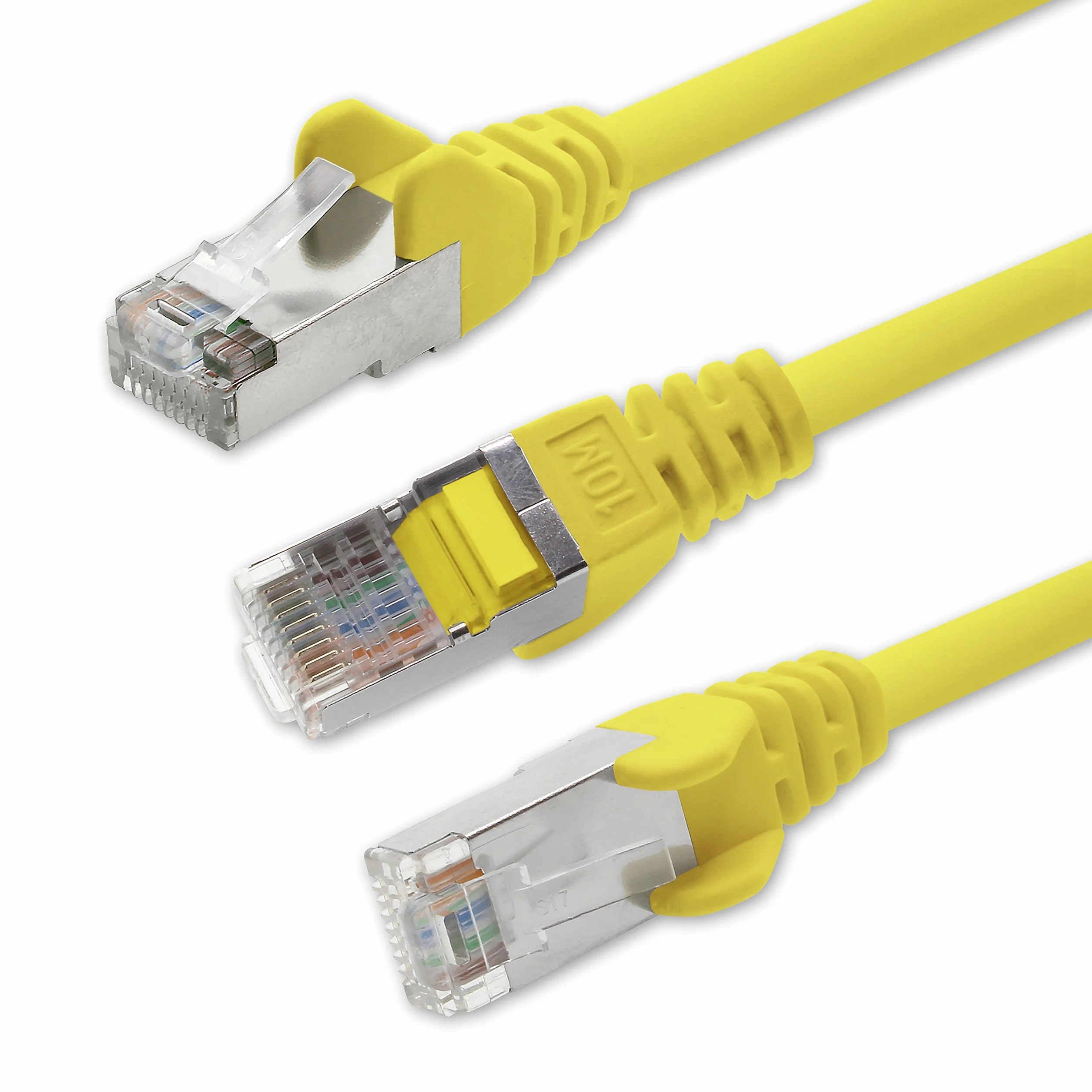 1aTTack.de Kabel sieciowy CAT5 CAT 5e kabel sieciowy kabel krosowy 2 x złącze RJ45 folia + oplot ekranowany CAT 5 SFTP żółty - 7,5 m 7,5 metra