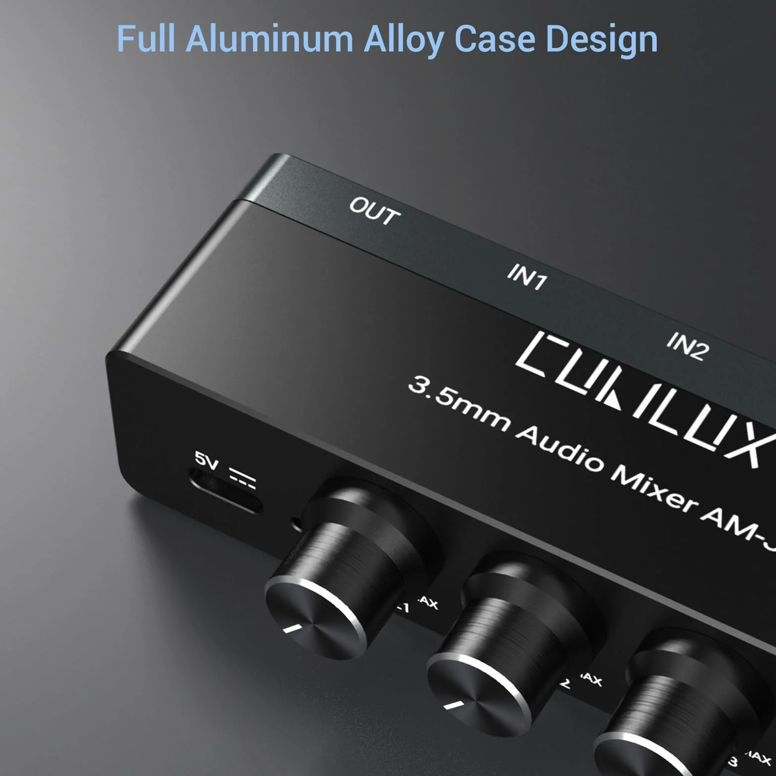 Cubilux 4-Kanałowy Miksownik Audio 3,5mm, Mini Miksownik Audio o Ultra-Niskim Szumie do Sub-Miksowania, Wejście 1/8 TS/TRS, Przełącznik Stereo, Odpowiedni do Gitar, Basów, Klawiatur