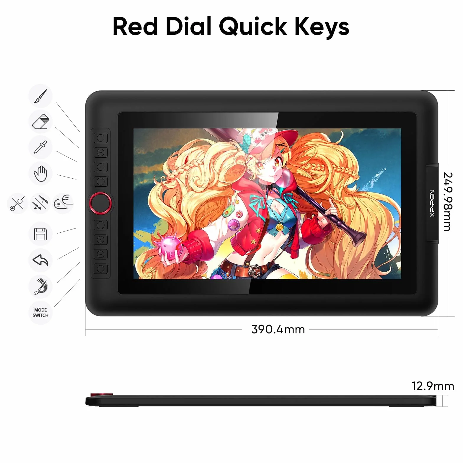 XP-PEN Artist 13.3 Pro Tablet z piórem graficznym 8192 poziomów - Tablet rysunkowy z ekranem 13,3 cala + 8 klawiszy skrótów - kompatybilny z Windows Mac