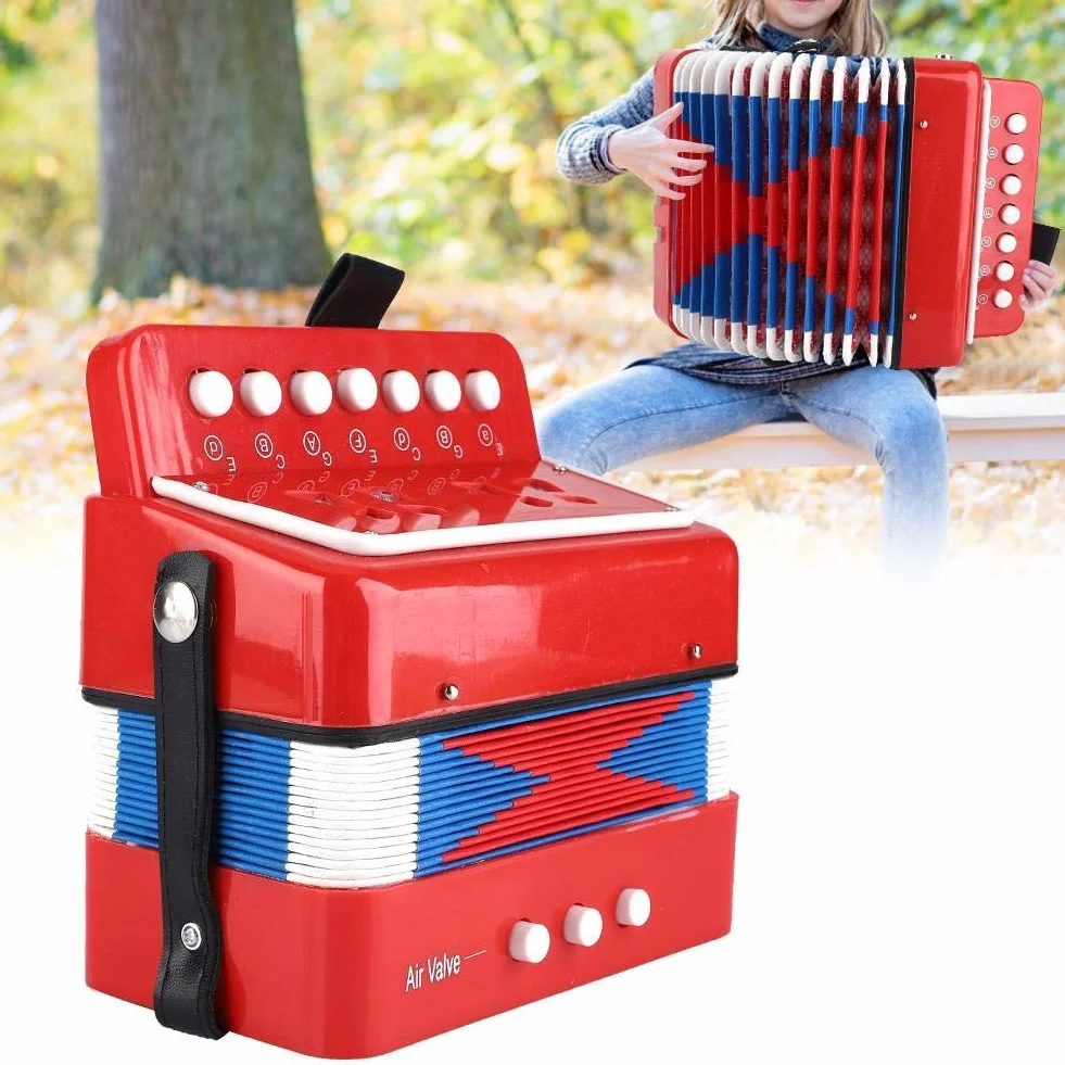 Harmonijka Mini 7 klawiszy przenośny instrument muzyczny dla dzieci czerwony