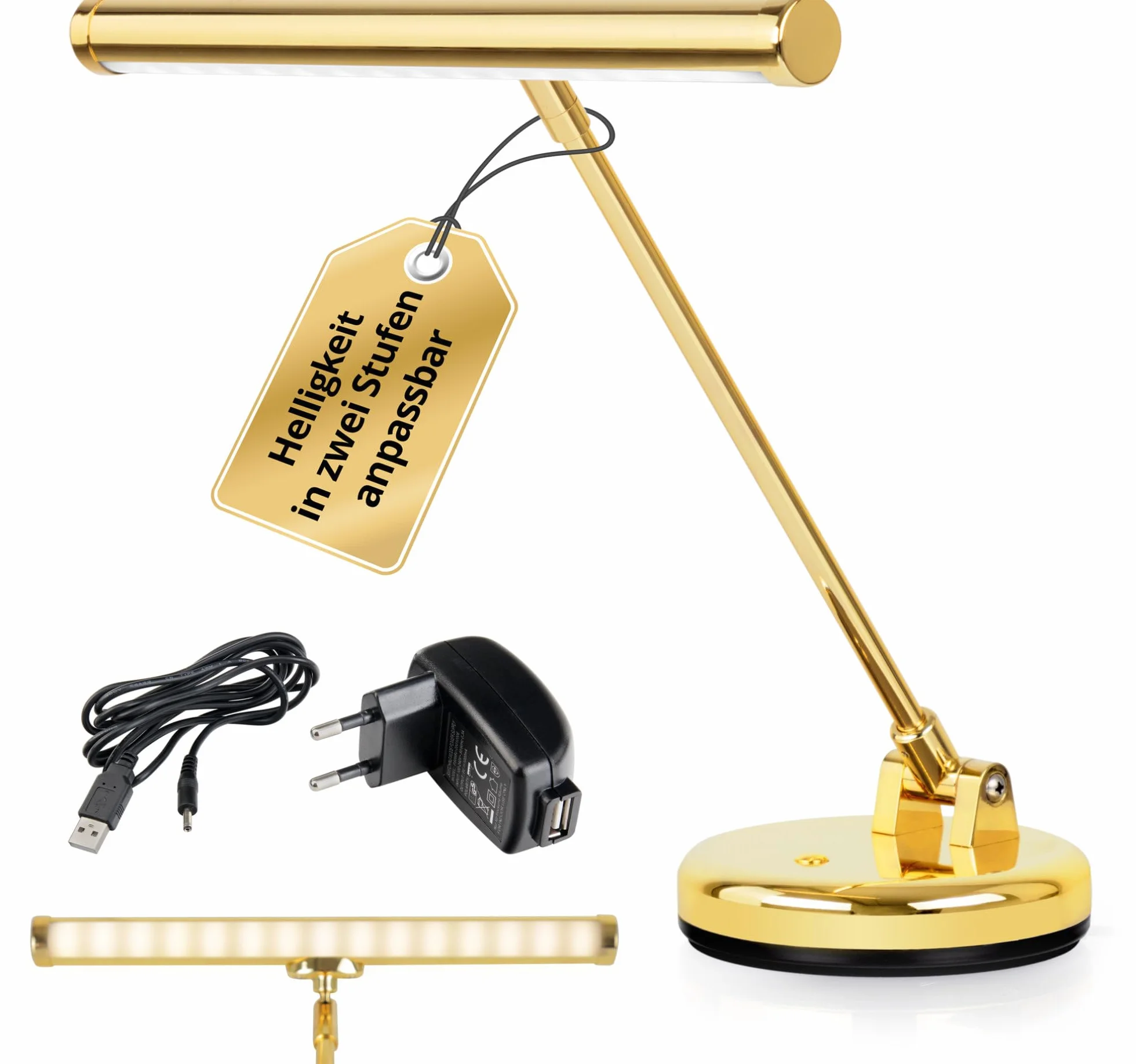 Showlite LED lampa fortepianowa złoty błyszczący