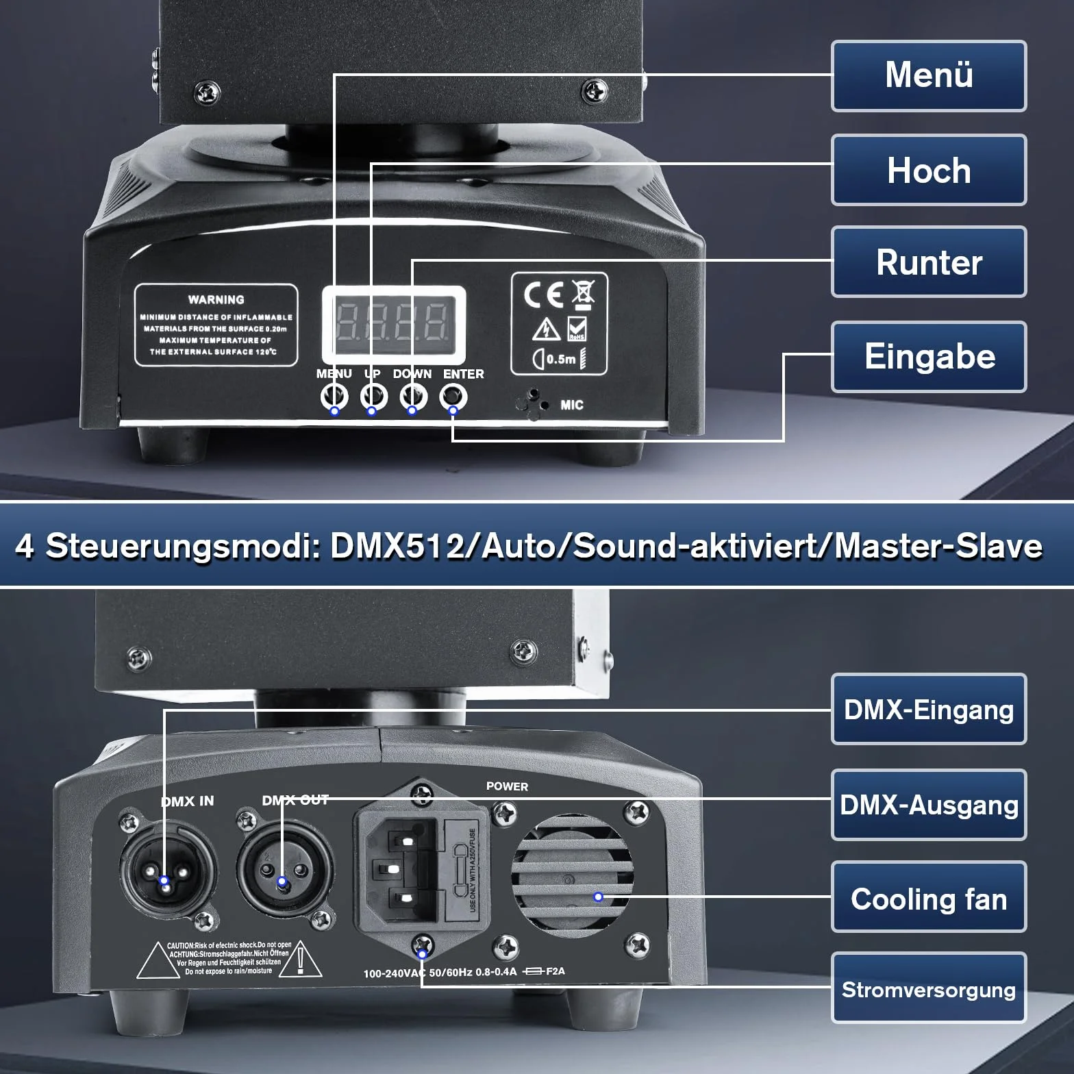 Światło dyskotekowe LED RGB DJ projektor sterowany muzyką DMX T08