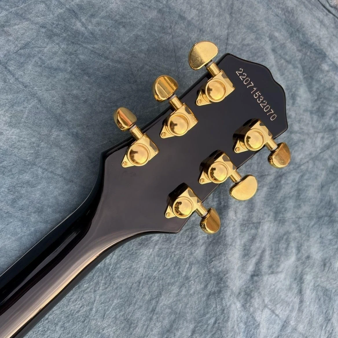 Gitara elektryczna Ebony Black Custom Style Gold Hardware 5-Ply Binding Korpus z litego mahoniu 6 strun