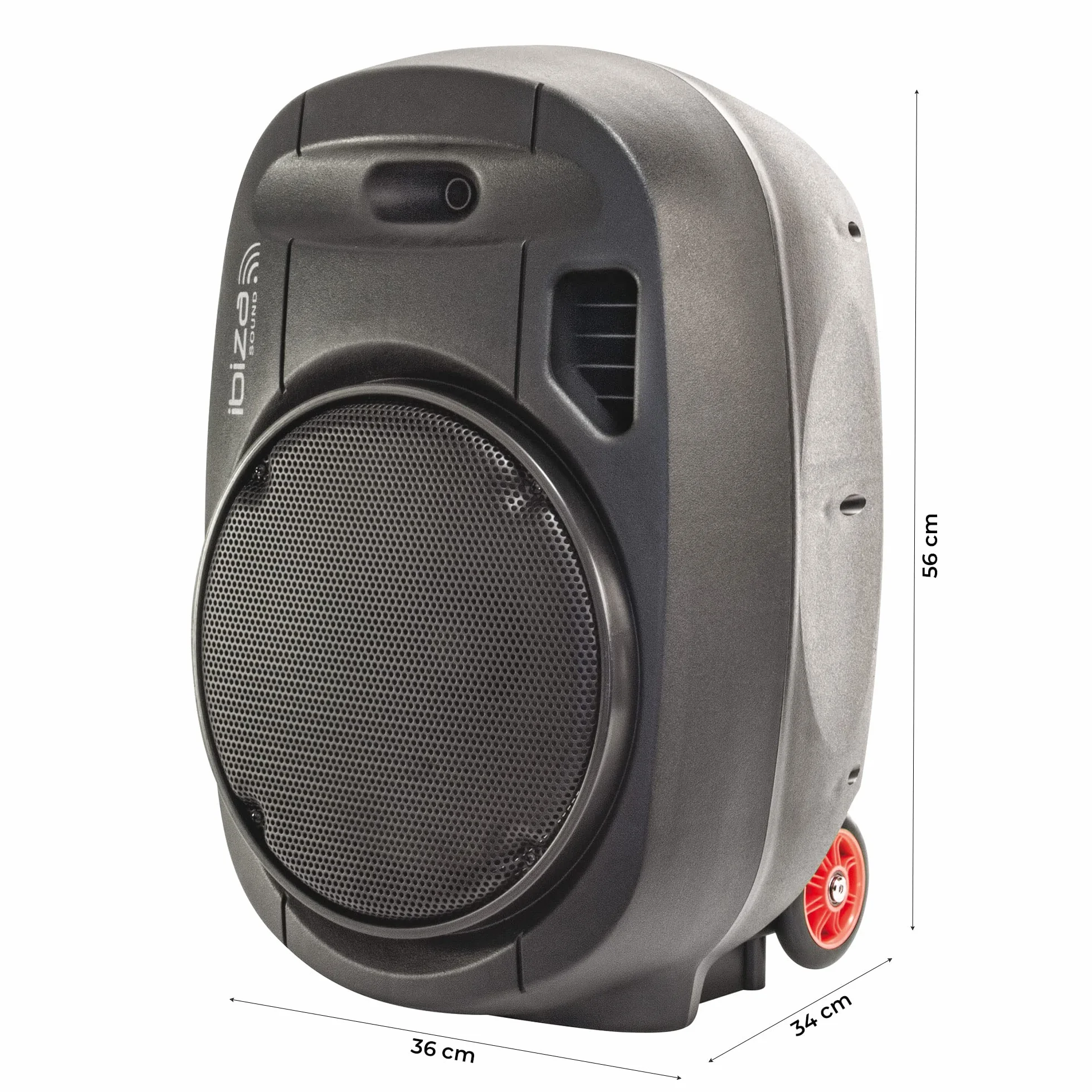 Ibiza - PORT12UHF-MKII-TWS - Przenośny głośnik 12"/700W MAX z 2 mikrofonami (UHF), pilotem zdalnego sterowania i pokrowcem ochronnym - Bluetooth, USB, SD i TWS - autonomia od 5 do 7h