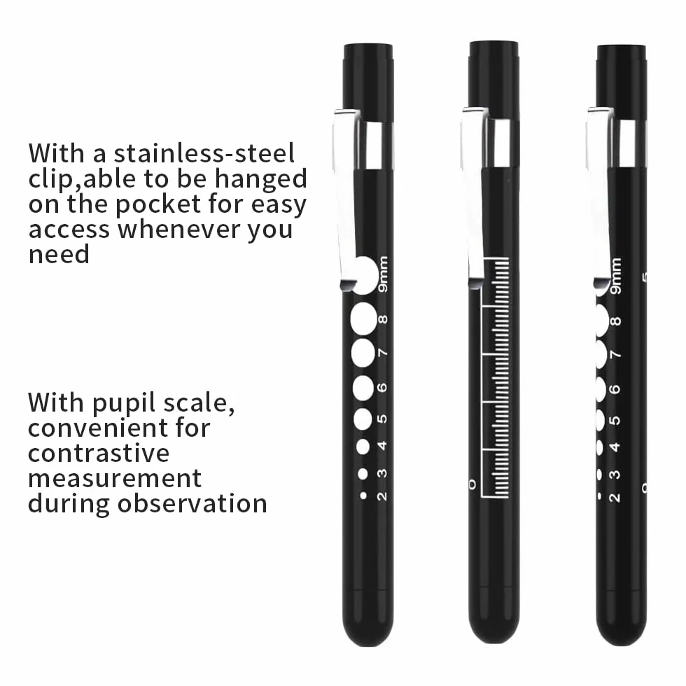 Newaner Lampa diagnostyczna Penlight (3-częściowa), wielokrotnego użytku lampa diagnostyczna LED na długopis, latarka z uchwytem świetlnym z klipsem do torebki dla uczniów