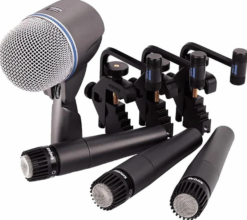 Shure Drum Microphone Kit for Performing and Recording Drummers, Conveniently Packaged Selection of Mics and Mounts with options for Kick Drum, Snare Drum, Rack Toms, Floor Toms and Congas (DMK57-52)